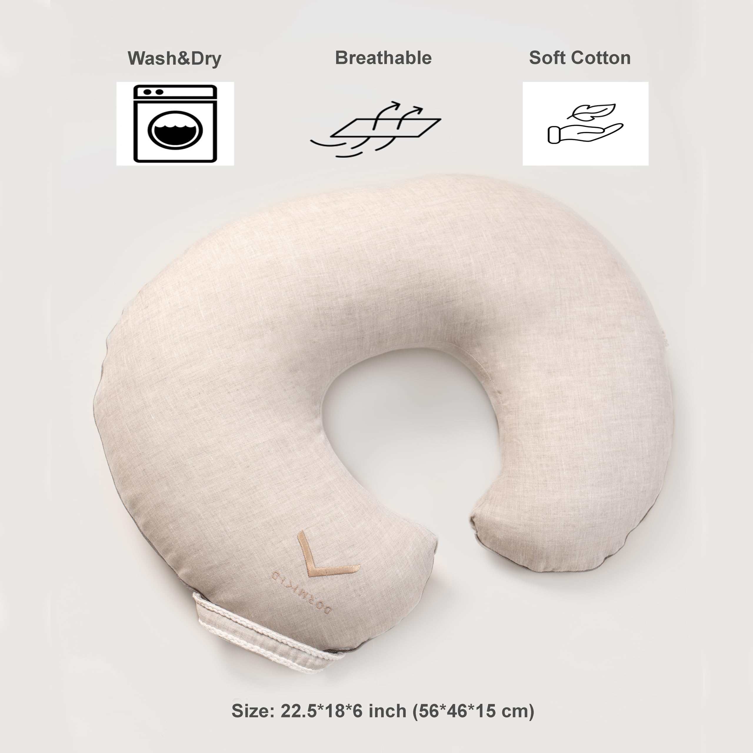 Nursing Pillow with Cover • Premium Quality 100% Linen Oeko-Tex