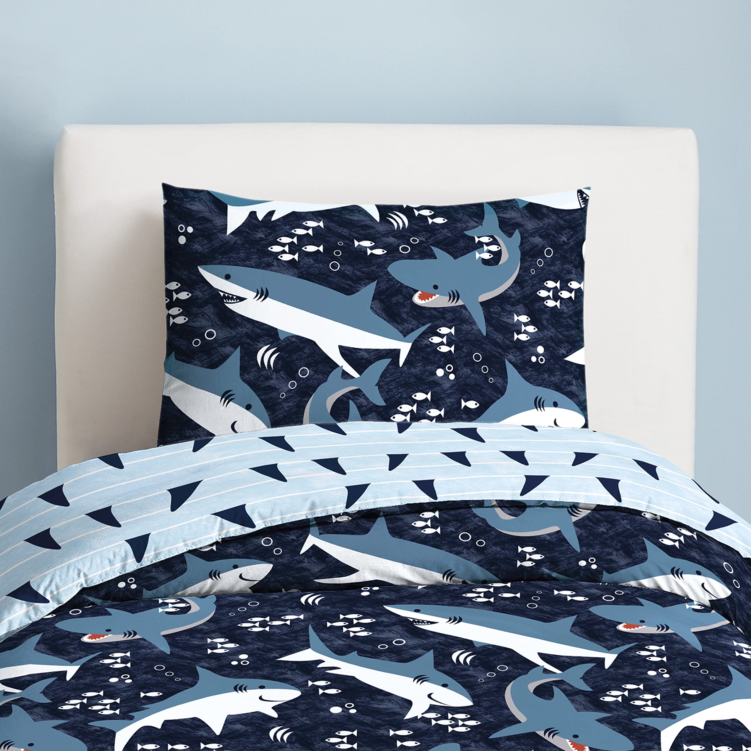 Sharks Twin Comforter Set for Boys 2 Piece Cotton