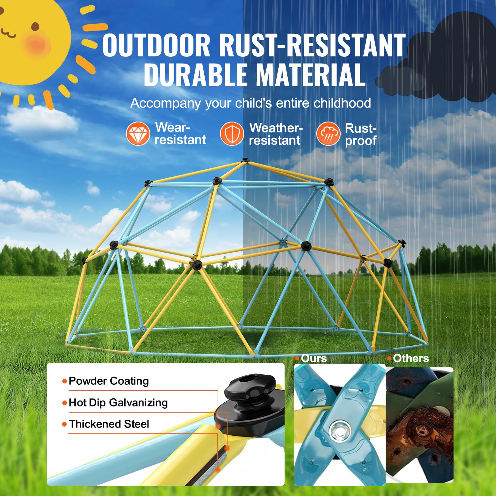10FT Geometric Climbing Dome for Kids 3-10 Years