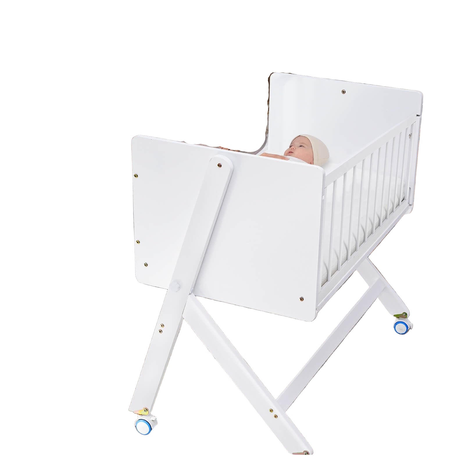 Wood Bedside Bassinet,15° Rocking Baby Bassinet Bedside Sleeper