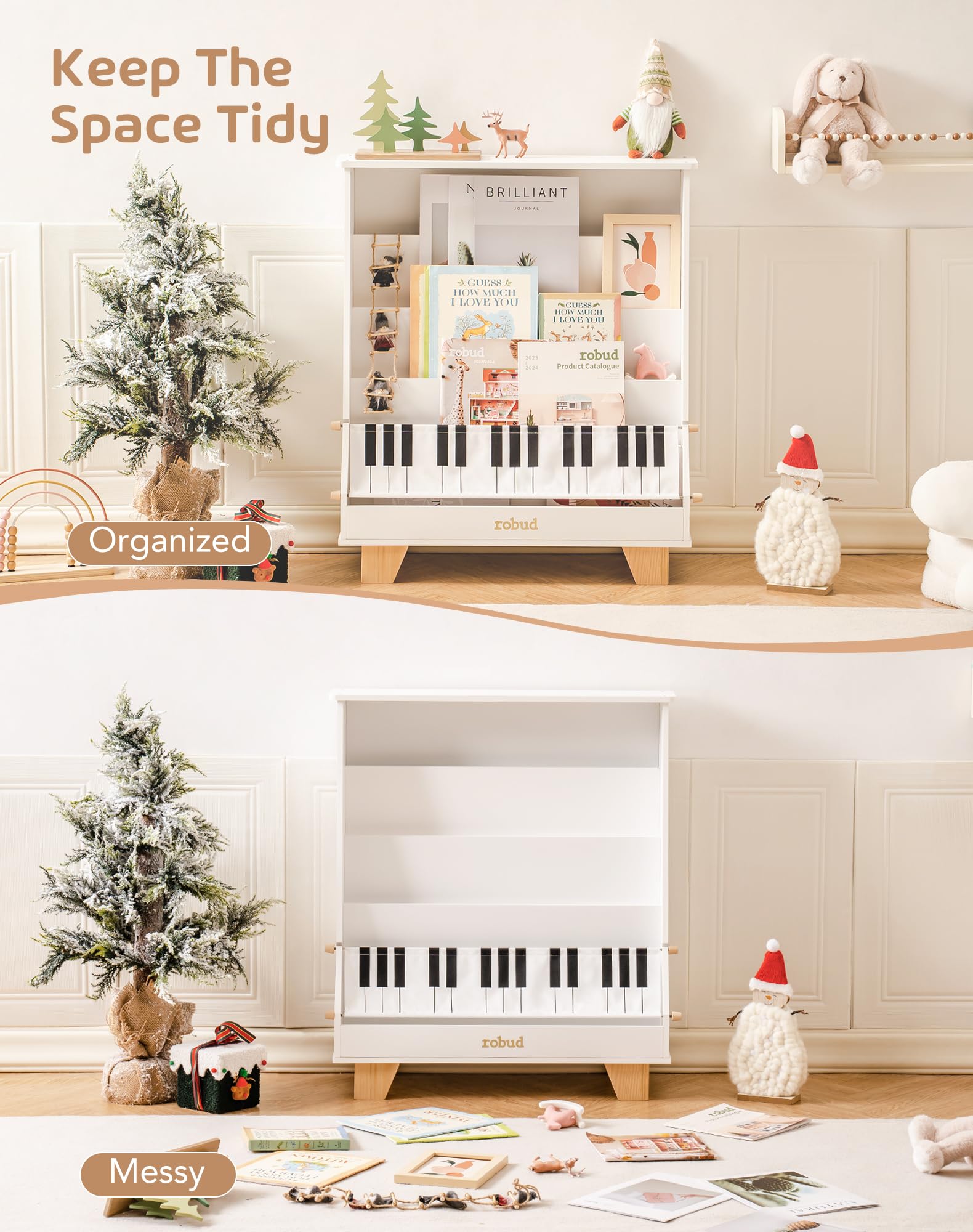 5-Tier Montessori Wooden Bookshelf for Kids