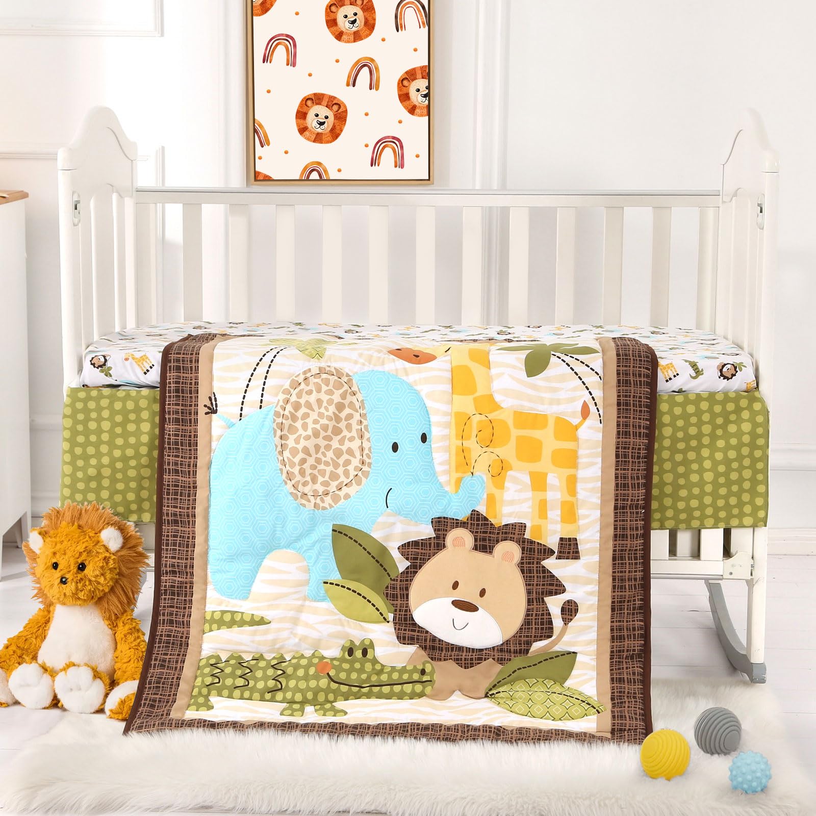 Safari Mini Crib Bedding Set for Boys