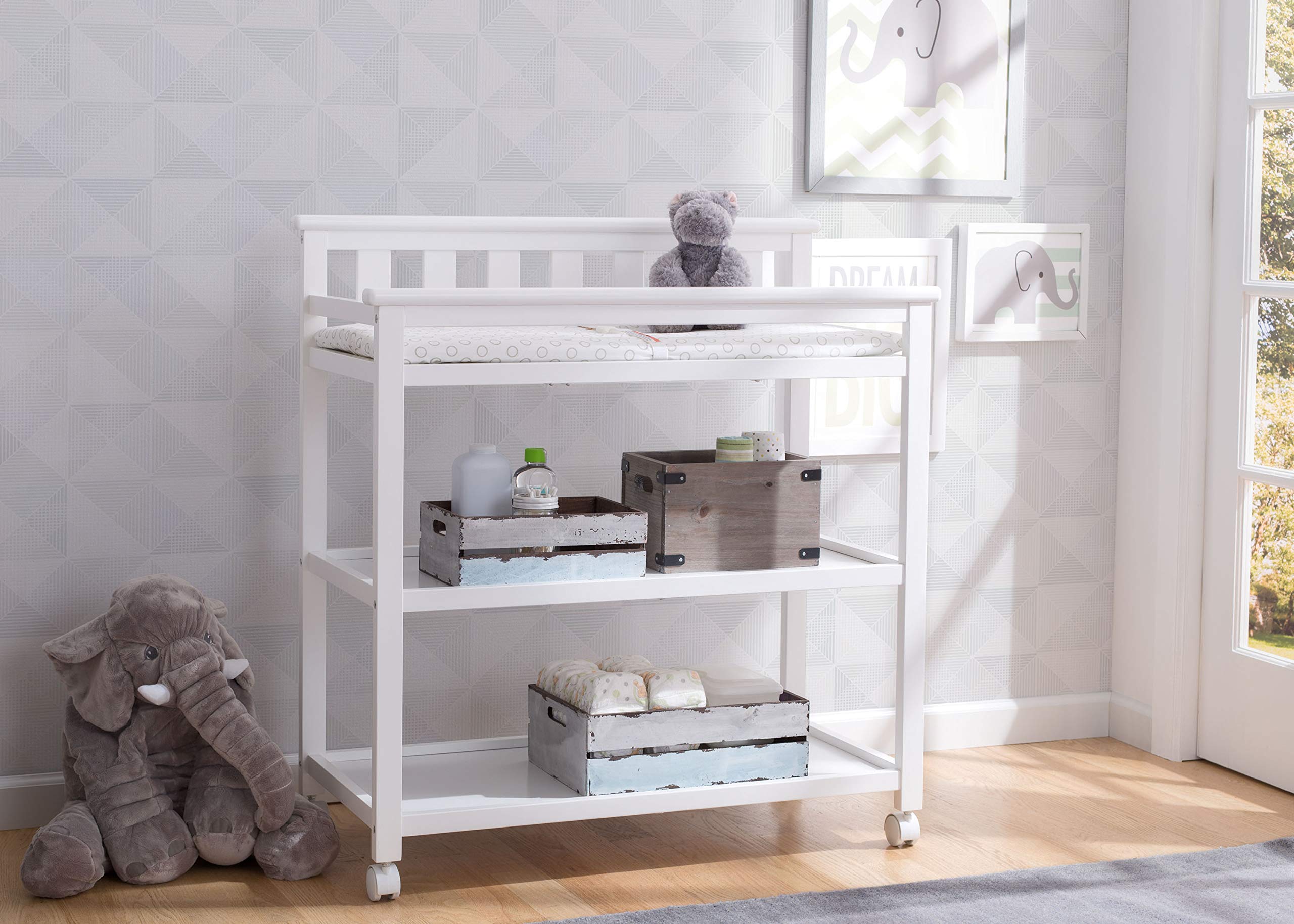Flat Top Changing Table with Wheels and Changing Pad - Greenguard