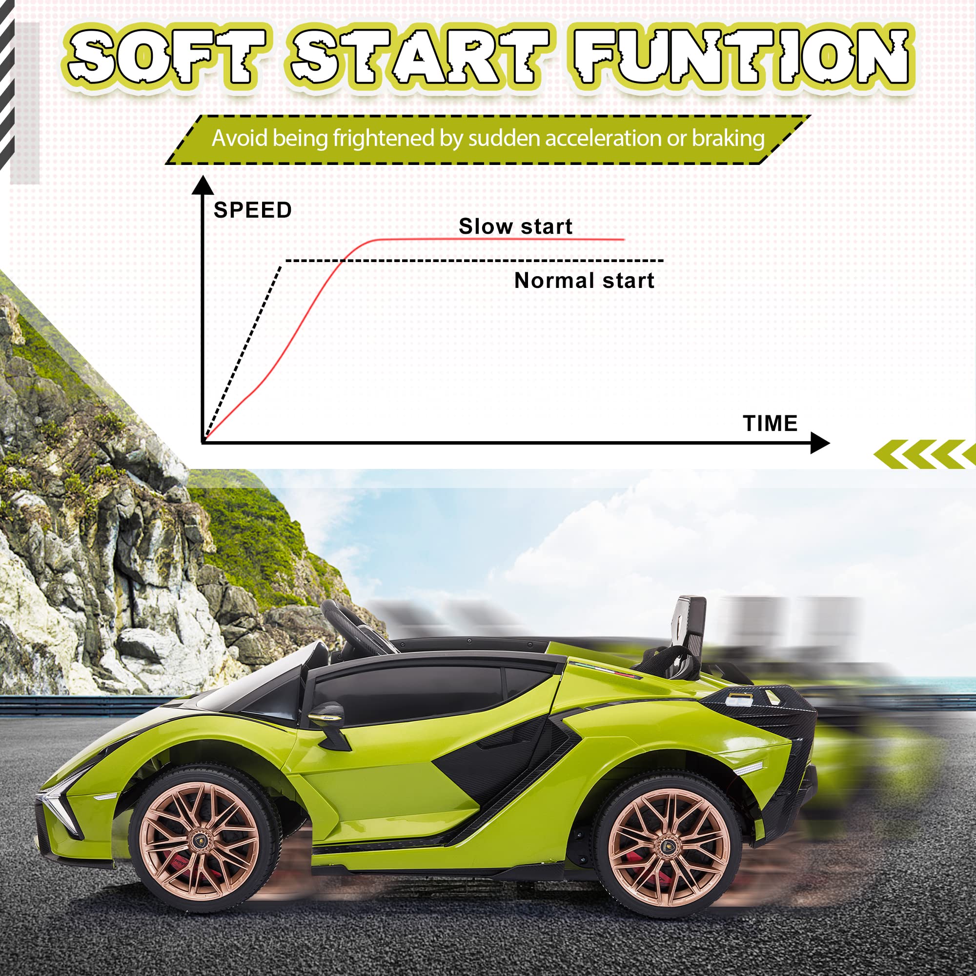 Electric Ride On Car Toy for Kids to Drive, 12V Battery Powered Licensed Lamborghini