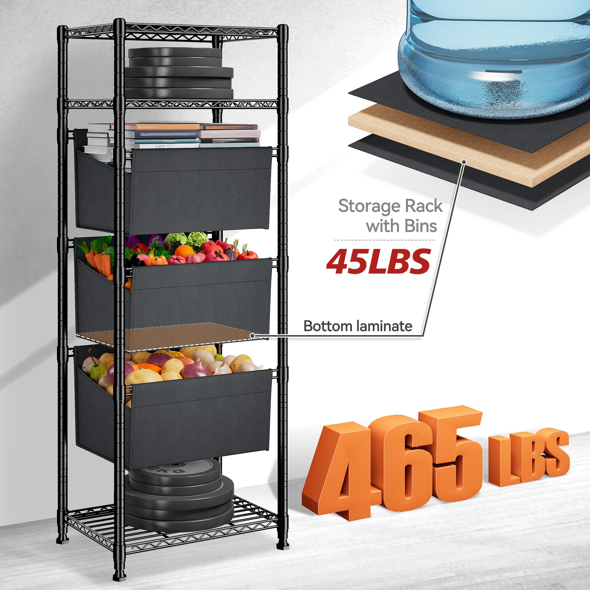6-Tier Wire Storage Shelving Unit 72 Inch Adjustable Metal Rack