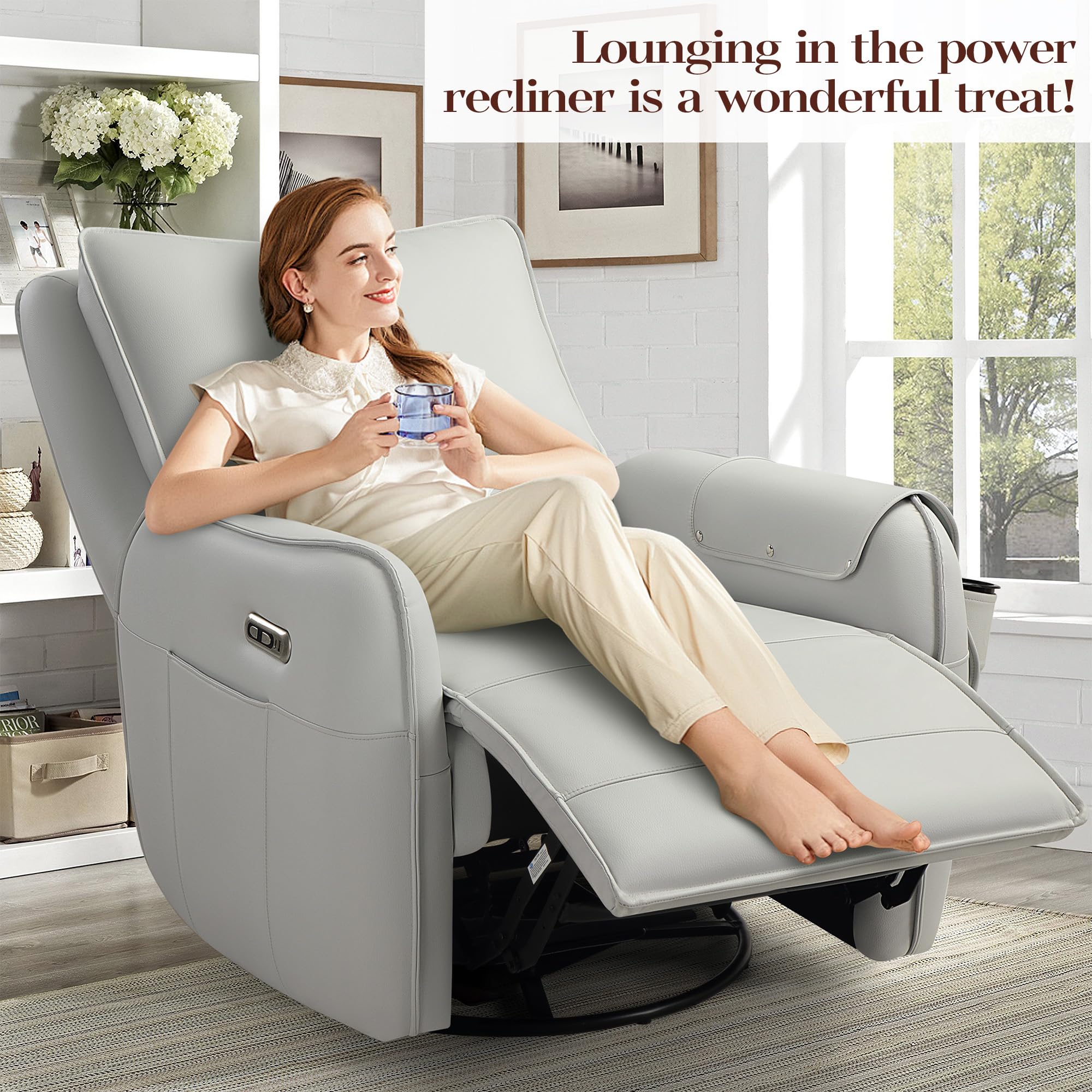 Power Swivel Glider Recliner with USB Charging