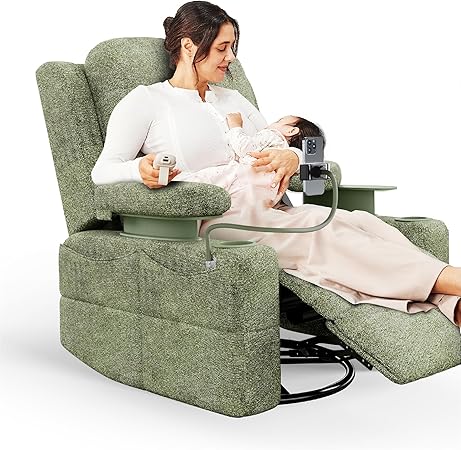 Rocking Chair Nursery with Adjustable Armrests, Electric