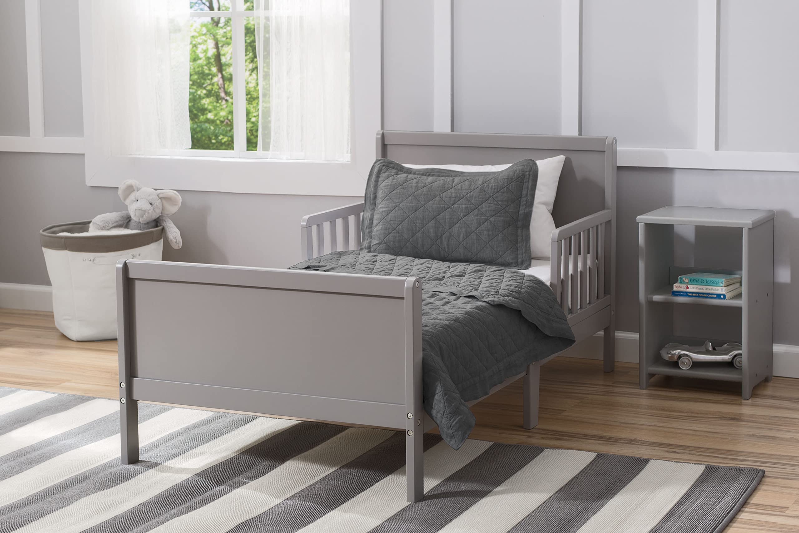 Fancy Wood Toddler Bed - Greenguard Gold Certified, Grey