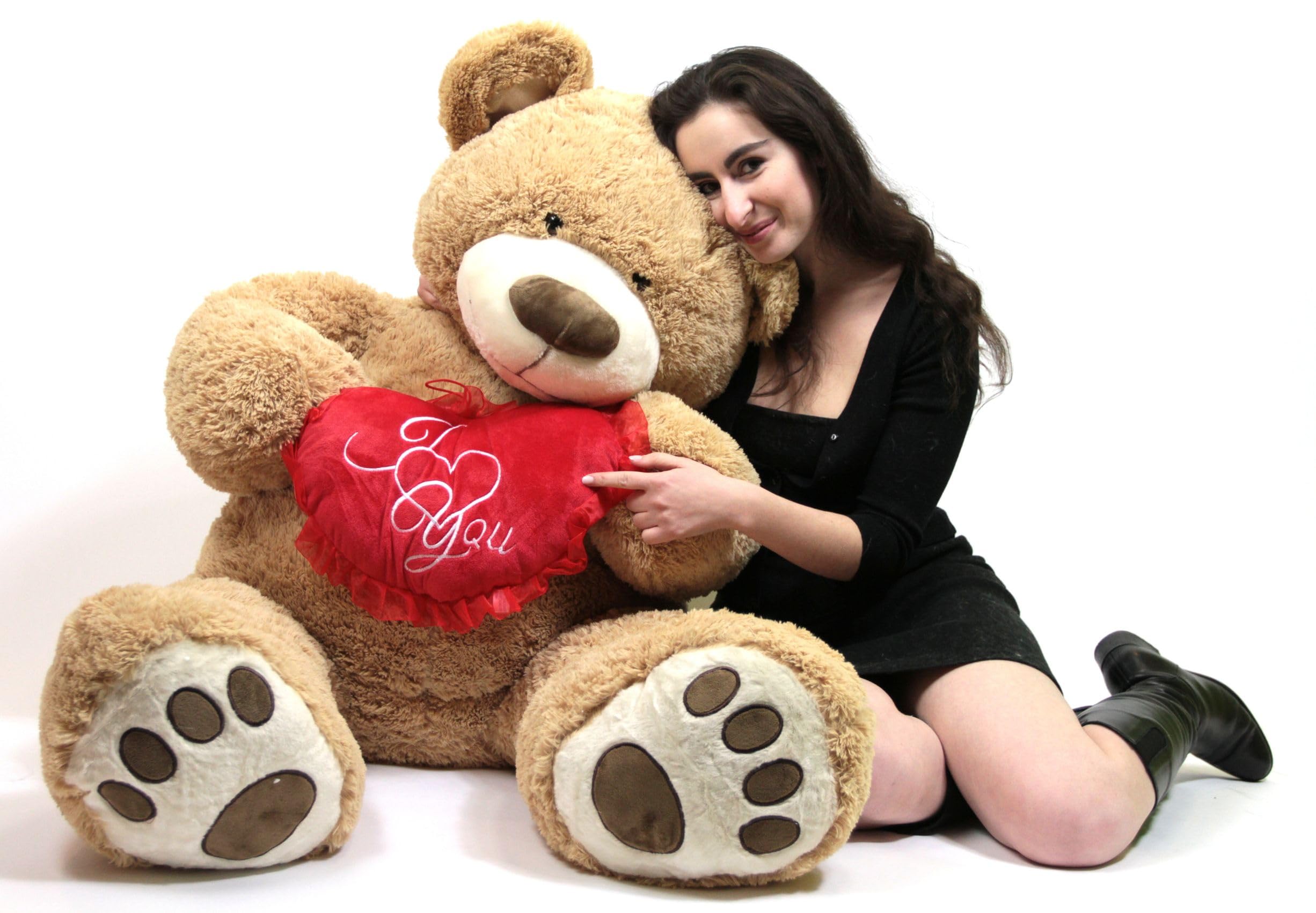 I Love You 5 Foot Giant Teddy Bear Soft Holds Heart Embroidered I You