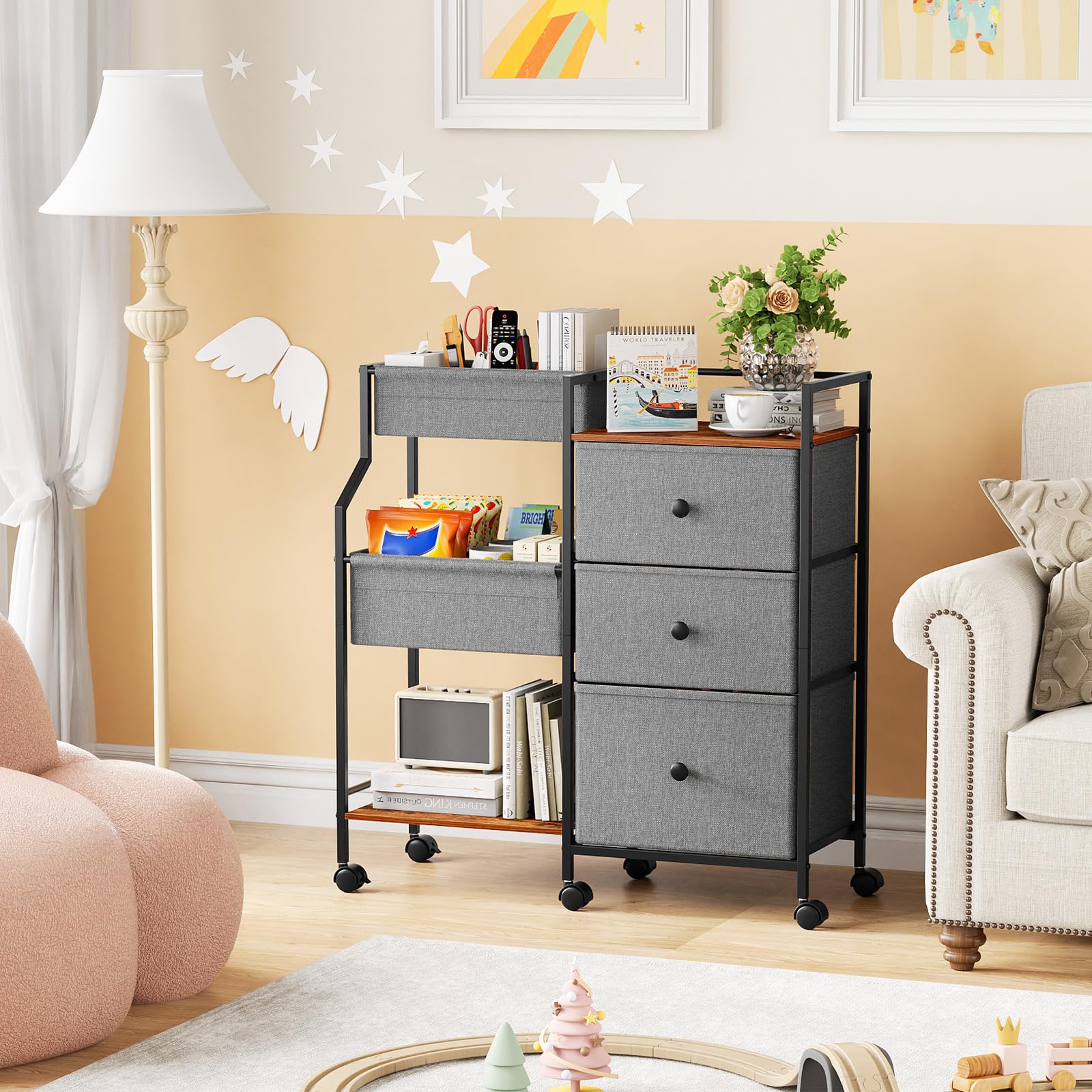 Baby Diaper Caddy Organizer Cart with Wheels and Drawers