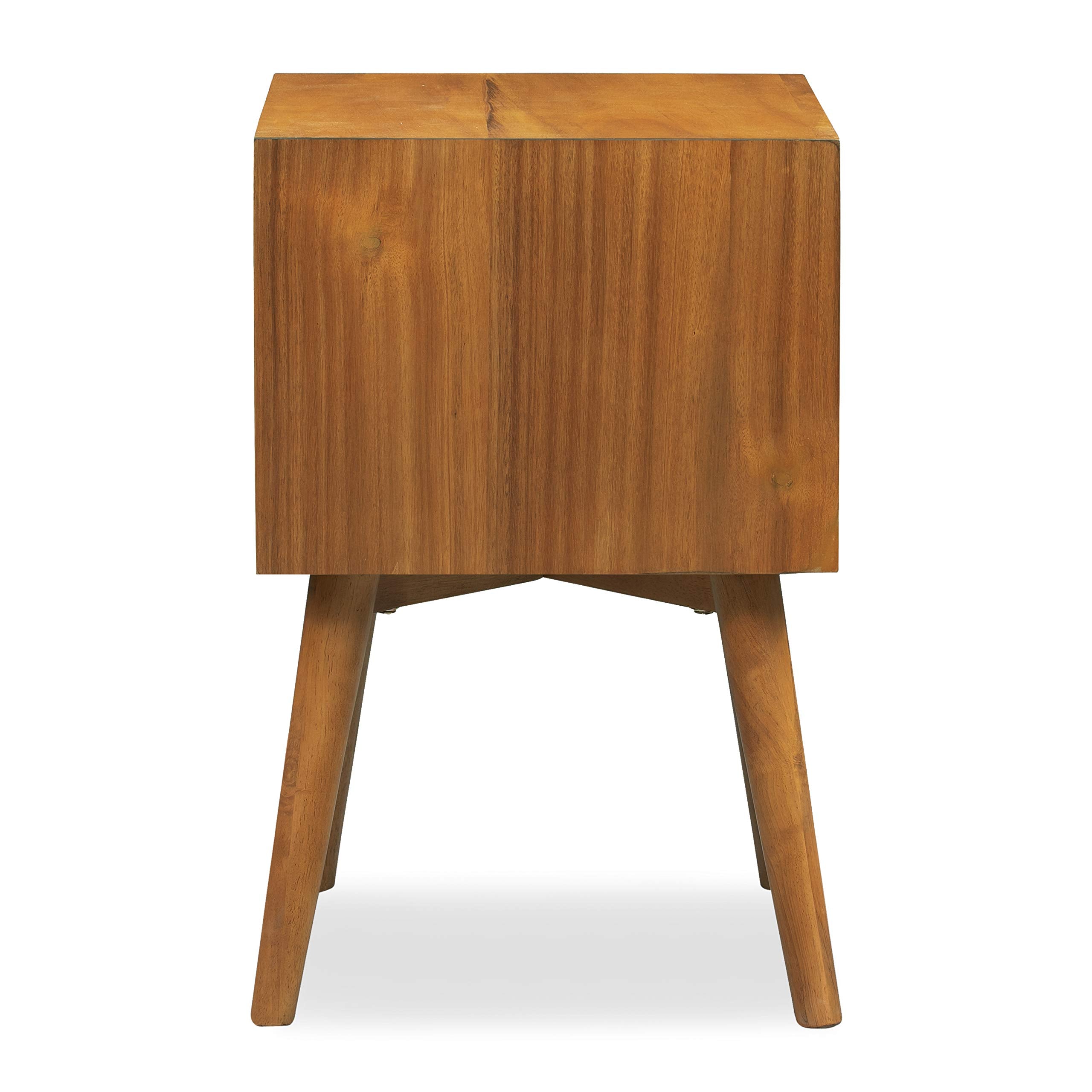 Mid-Century Modern Nightstand with 2 Drawers - Walnut Finish Bedside Table