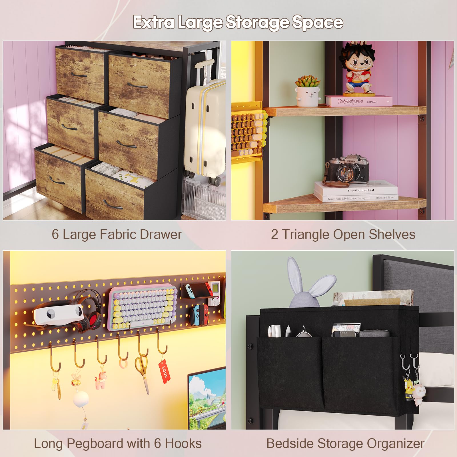 Twin Loft Bed with Desk and Storage