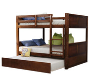 Upgraded Version Thicken Solid Wood Full Over Full Bunk Bed with Trundle