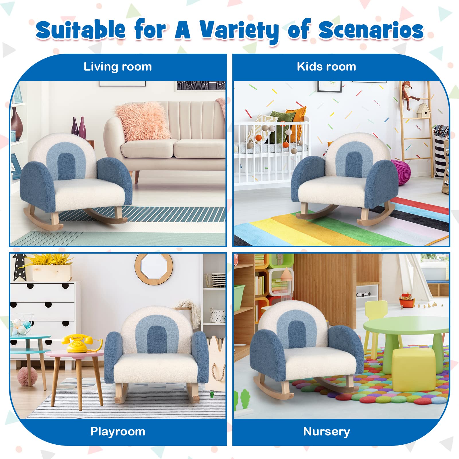 Kids Rocking Chair with Plush Fabric