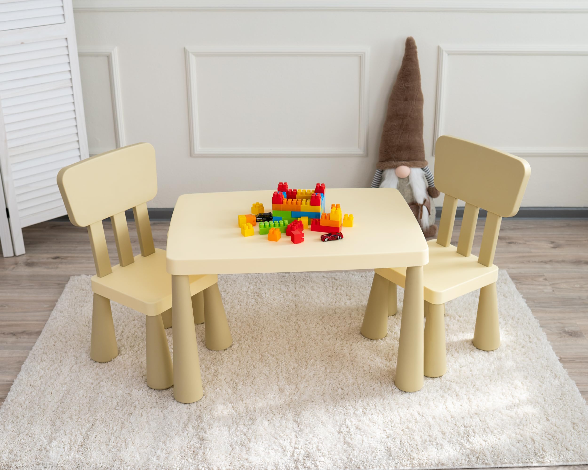Kids Table and Chairs Set with Storage Drawer - Height Adjustable