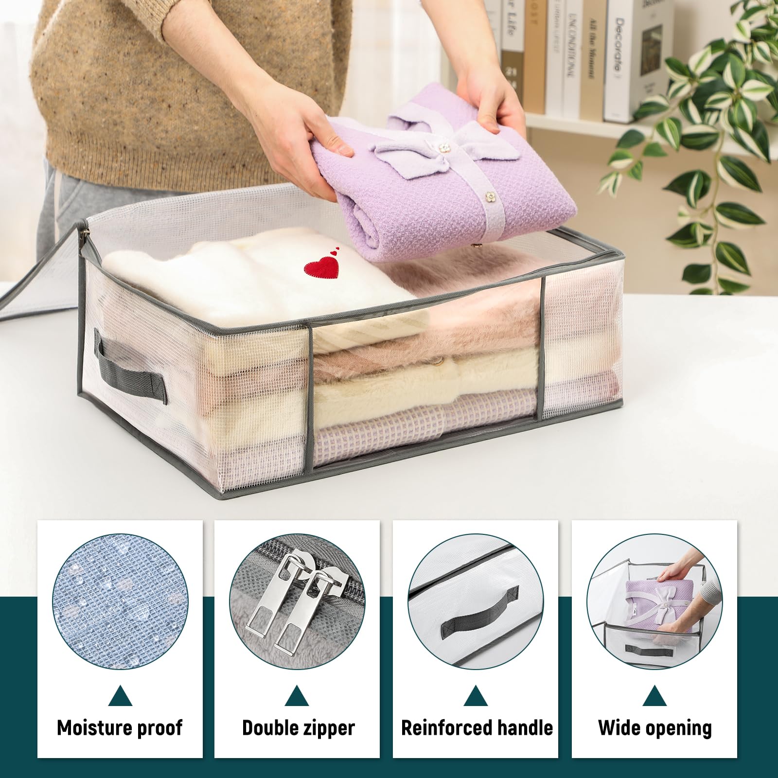 Foldable Clothes Storage Bags with Clear Window - 3 Pack