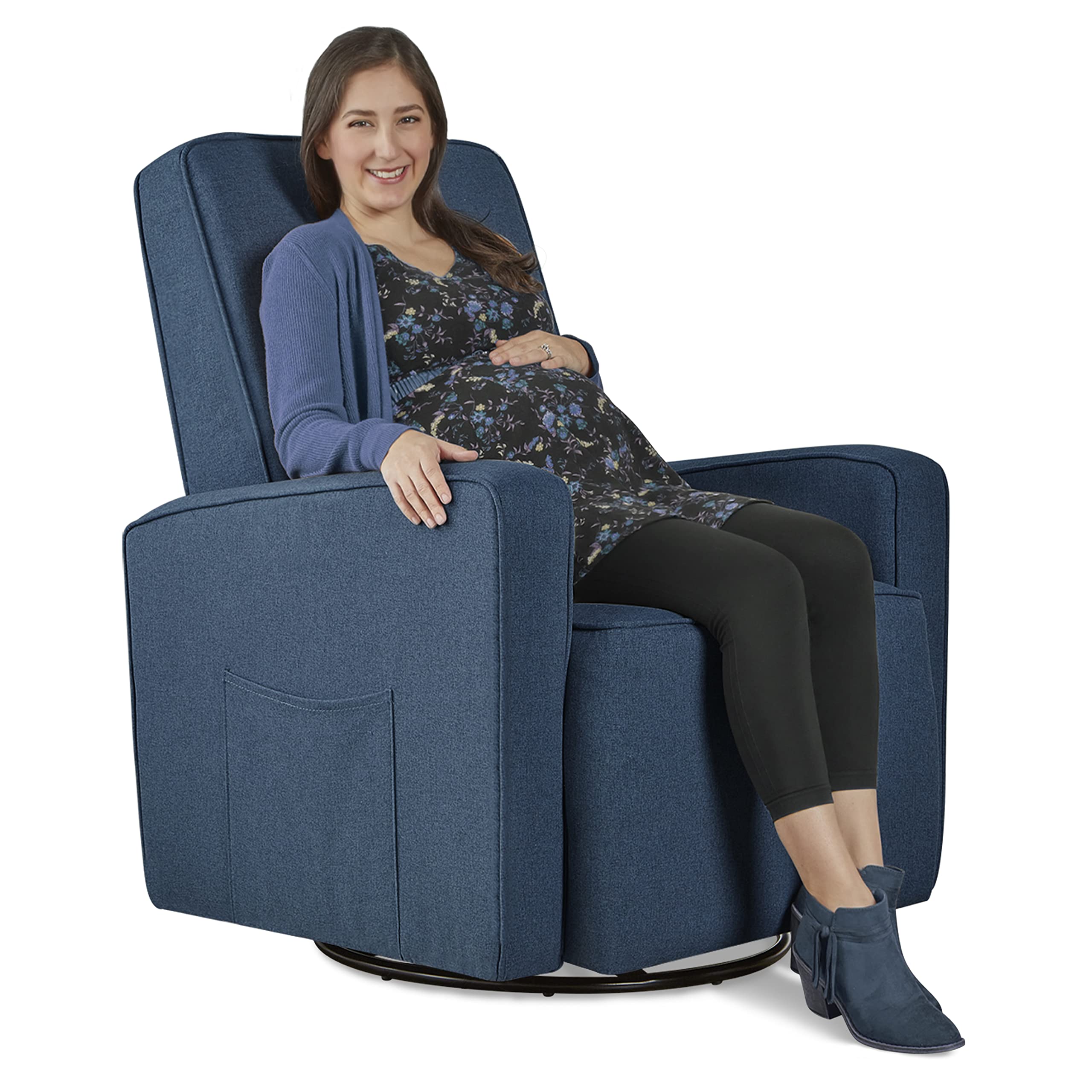 Upholstered Plush Seating Glider Swivel, Glider Chair for Nursery