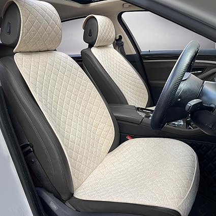 Linen Car Seat Cover - Non-Slip & Breathable - Universal Fit for Cars