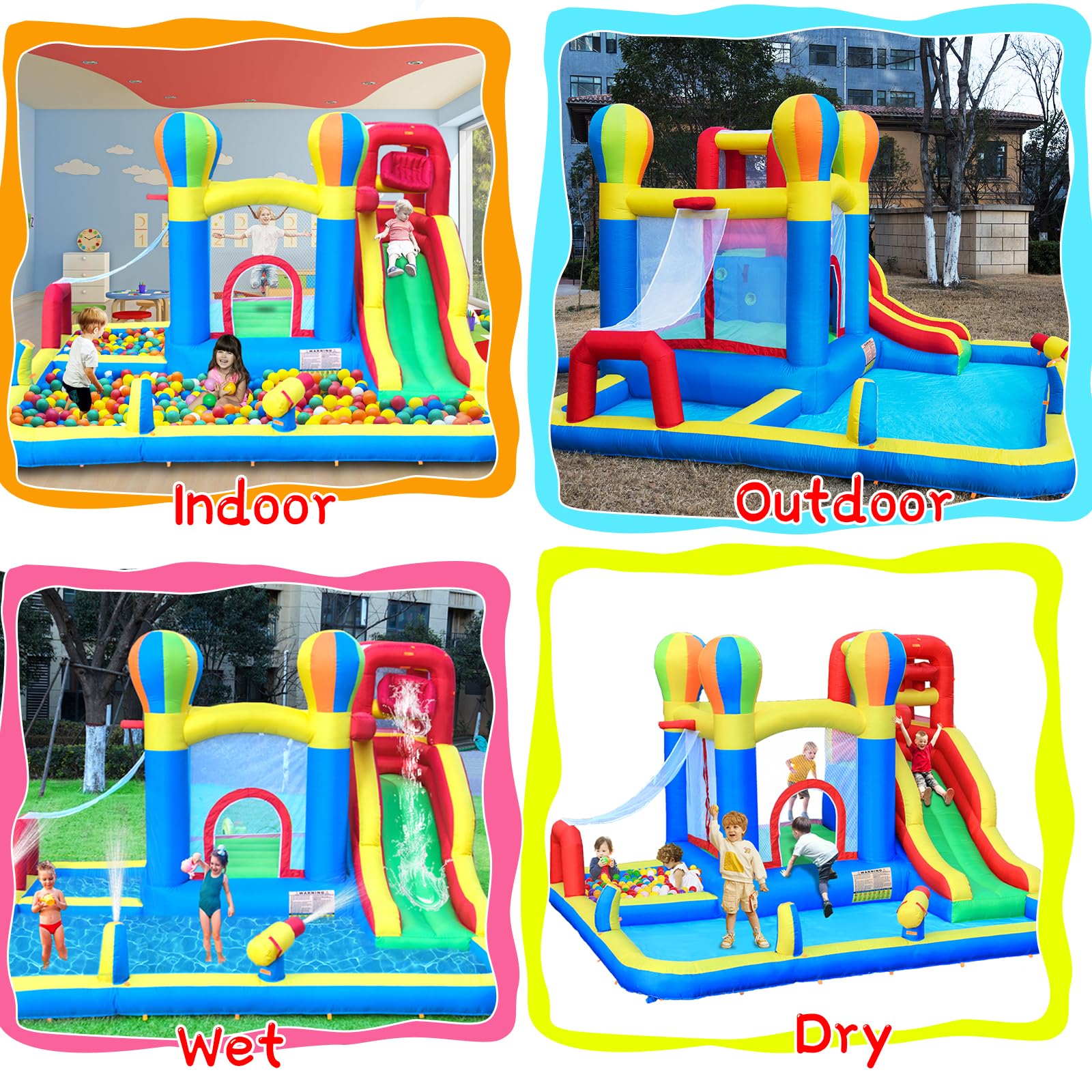 Inflatable Bounce House with Water Slide and Splash Pools