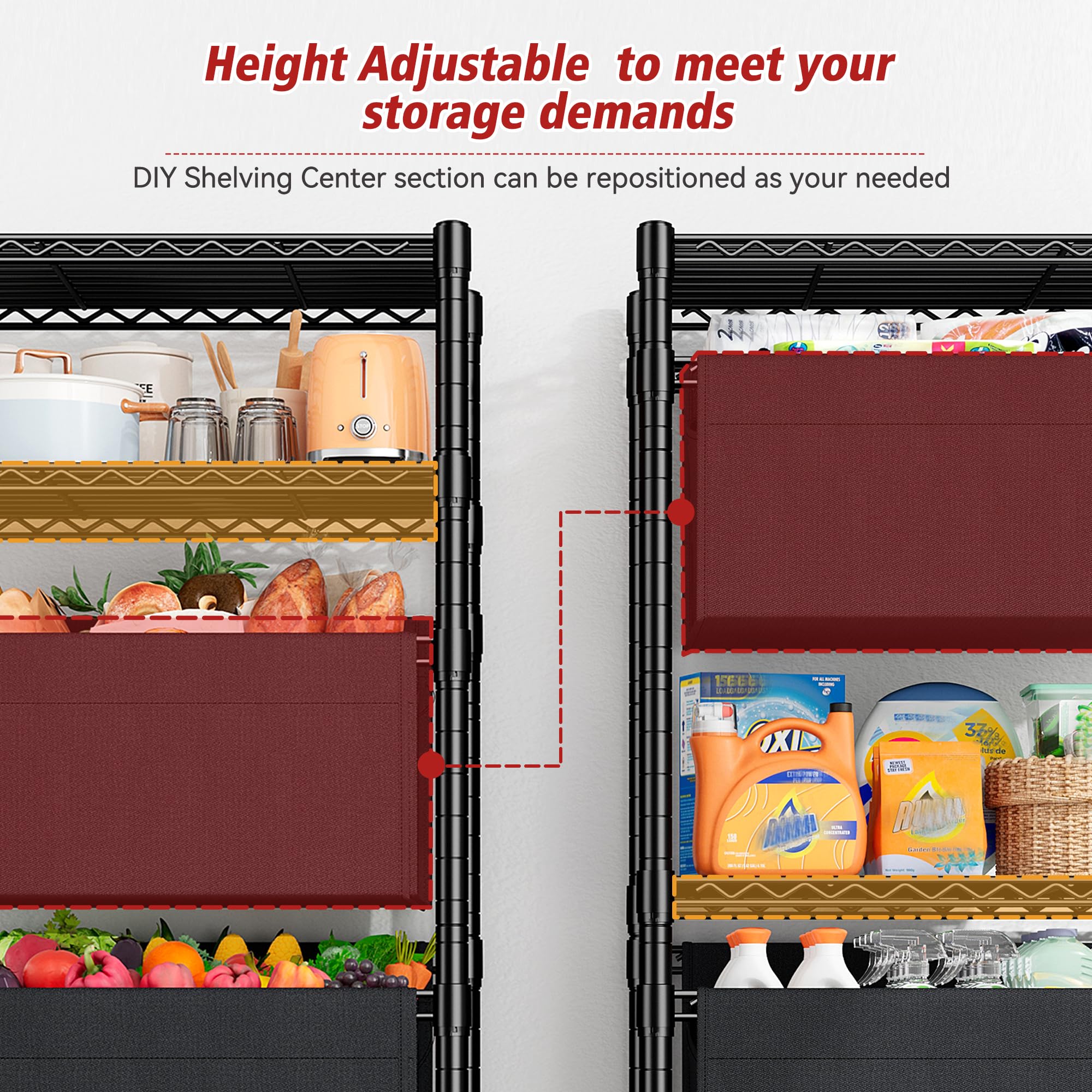 6-Tier Wire Storage Shelving Unit 72 Inch Adjustable Metal Rack