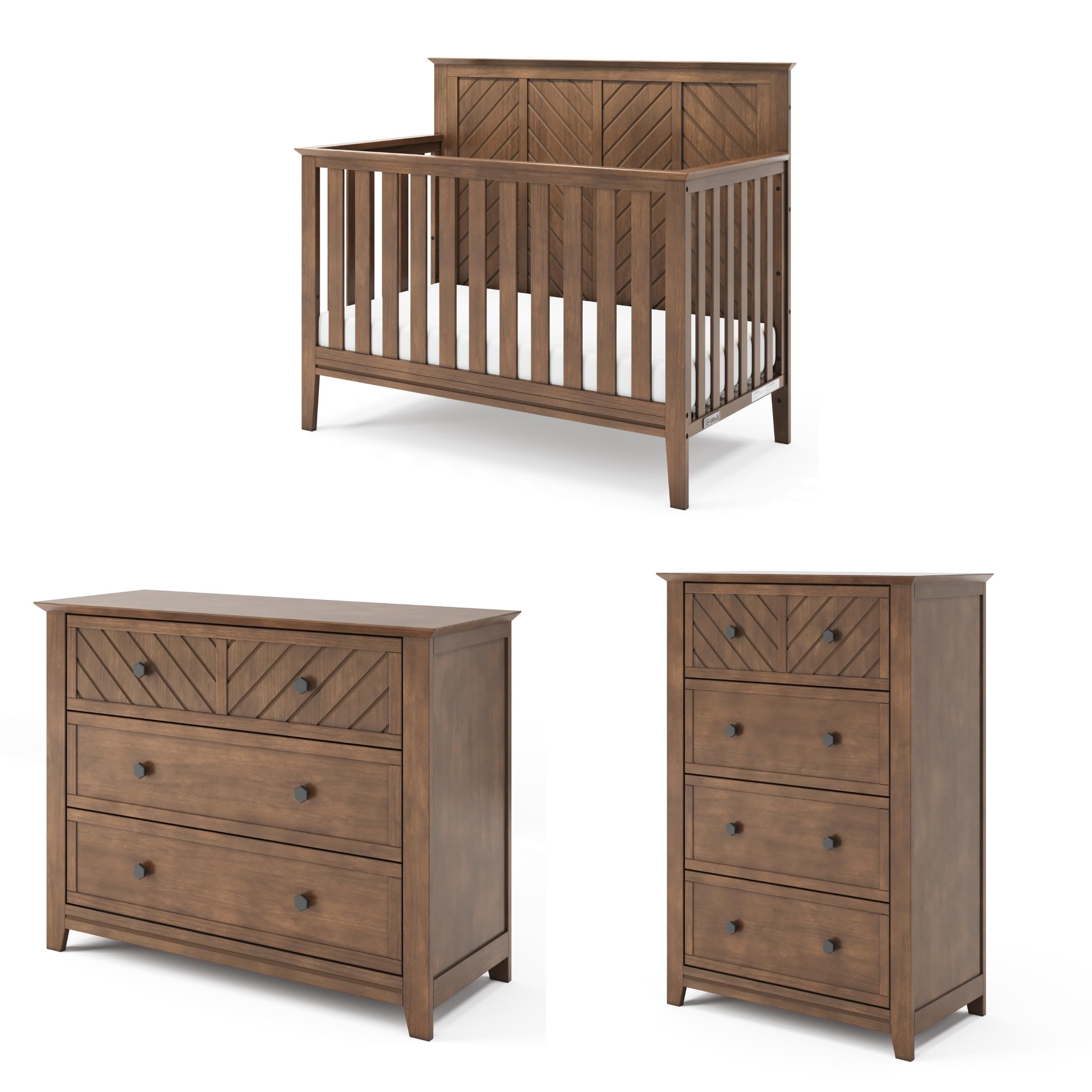 Child Craft Atwood Crib, Dresser and Chest Nursery Set, 3-Piece, Includes 4-in-1 Convertible Crib, Dresser and Chest, Grows with Your Baby (Cocoa Bean Brown)