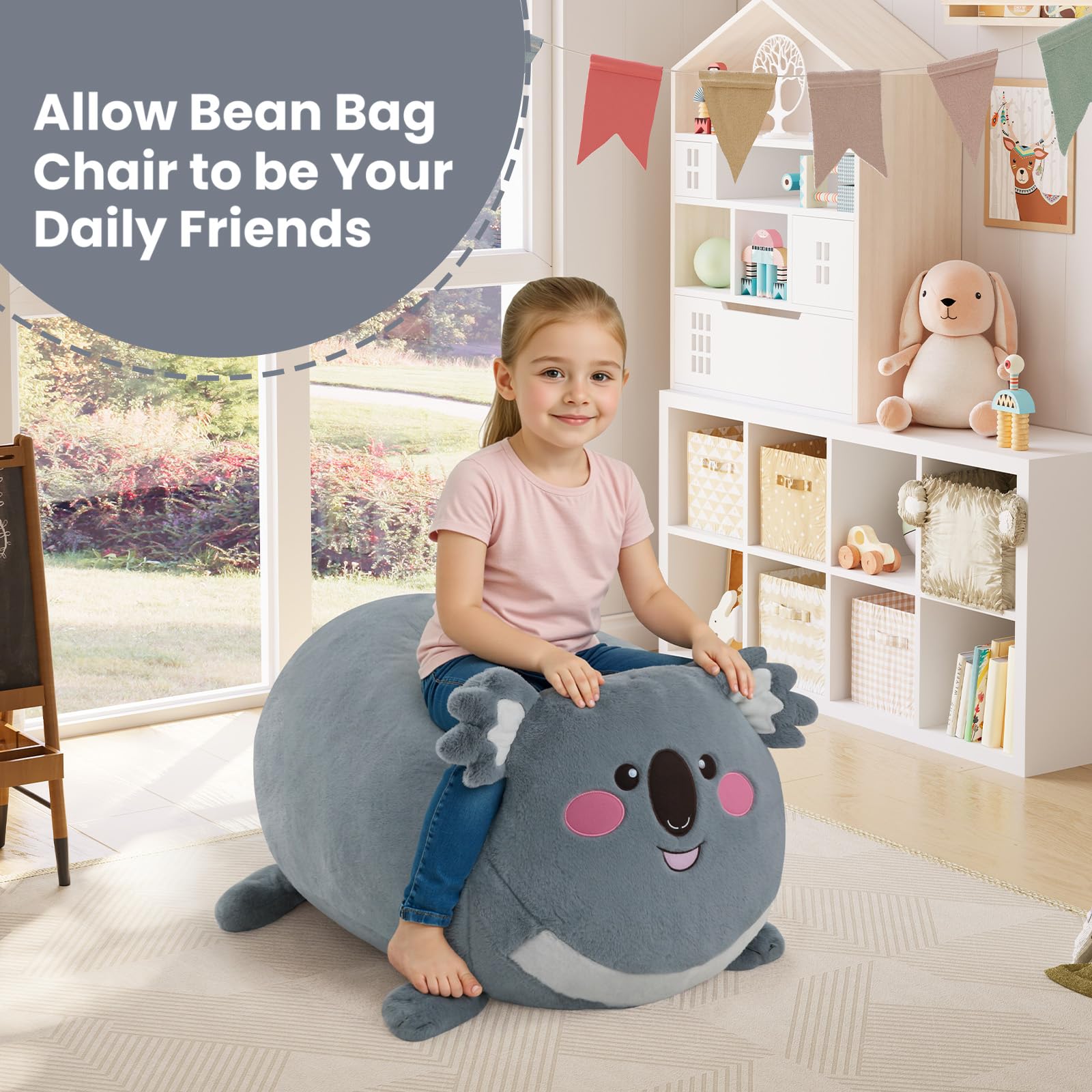 Kids Bean Bag Chair Koala Plush Stuffed Animal Seat