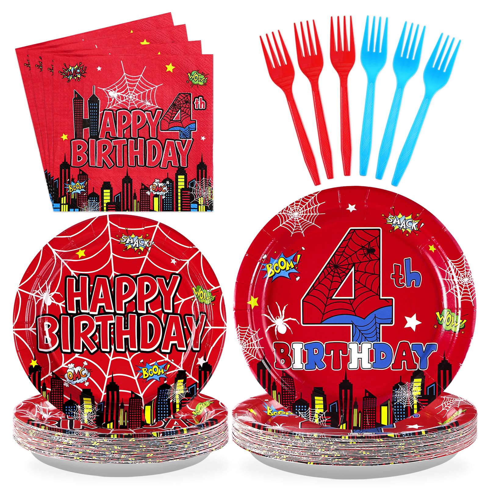 Spider 4th Birthday Party Supplies Red Blue Spider 4th Birthday