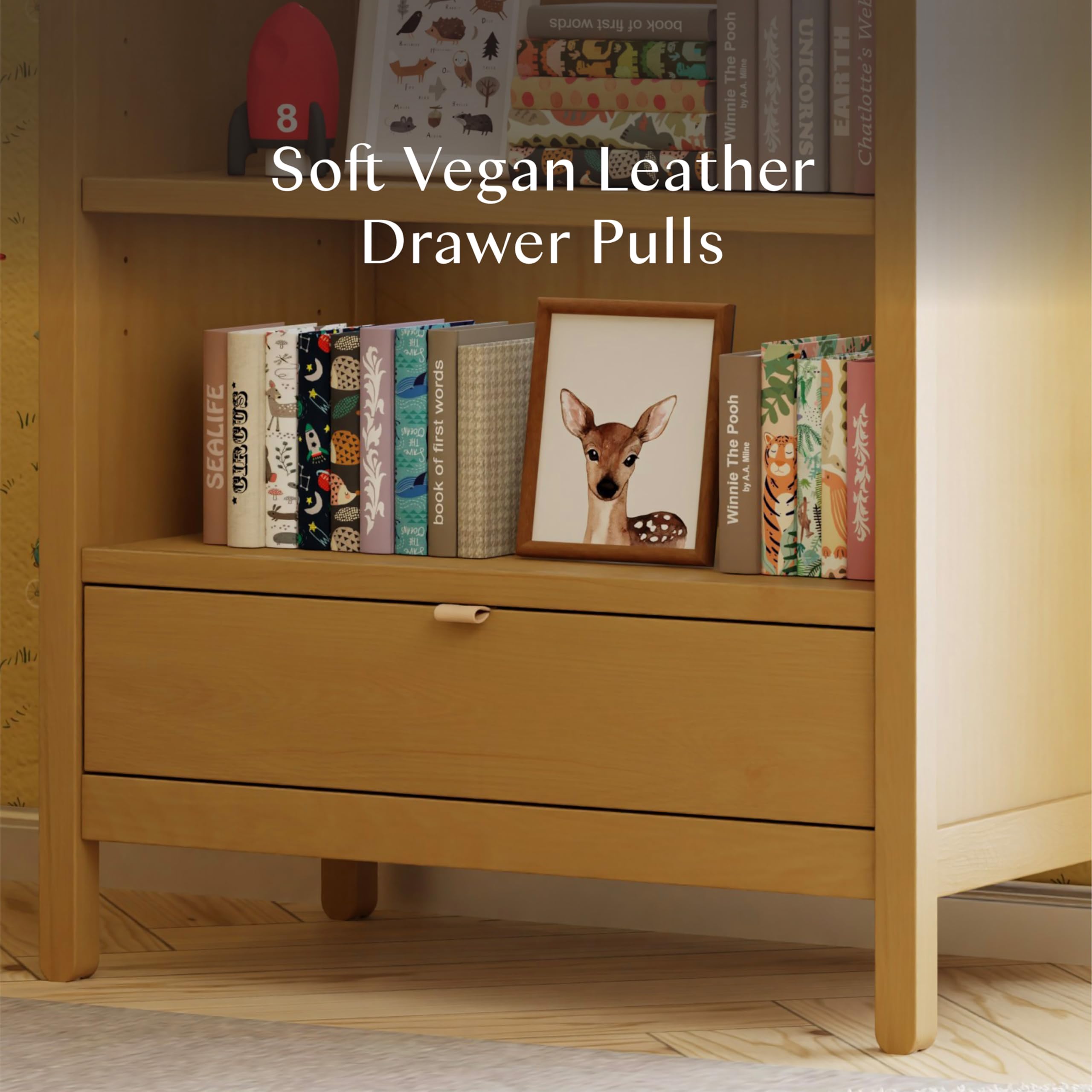 Bondi 3-Shelf Bookcase with Drawer - Honey Wood Finish