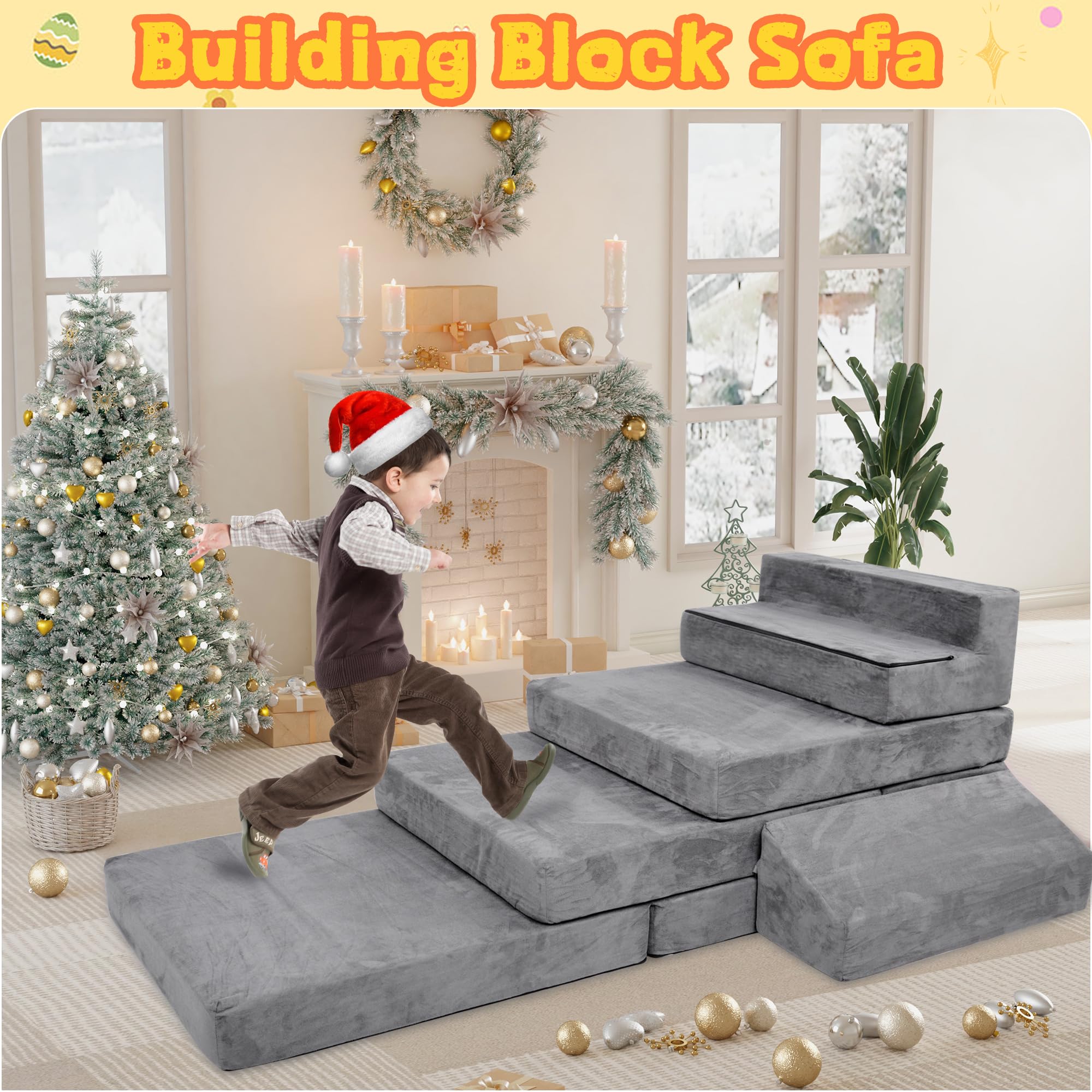 Kids Modular Play Couch Convertible Foam Sofa for Toddlers