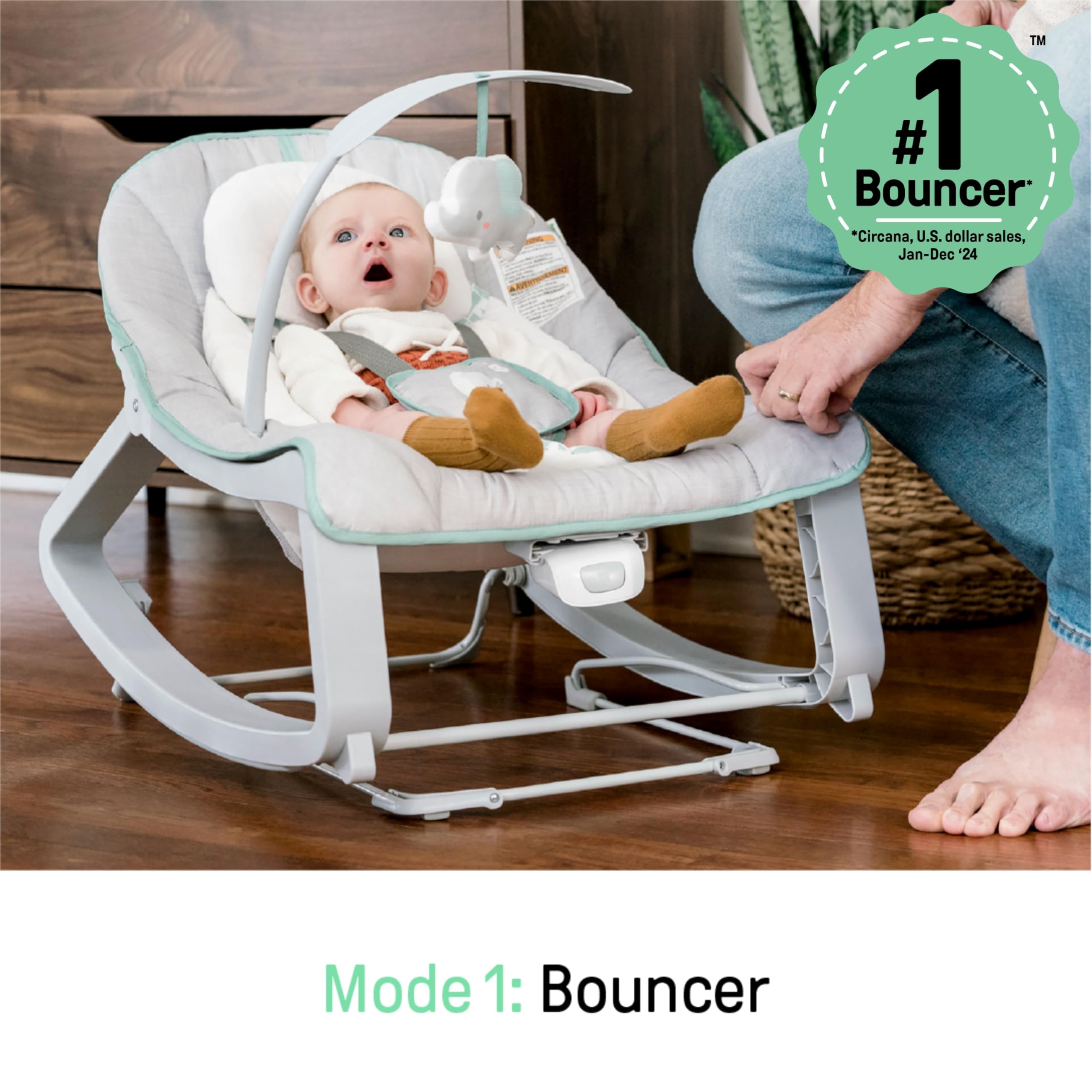 3-in-1 Vibrating Baby Bouncer Seat & Infant to Toddler Rocker