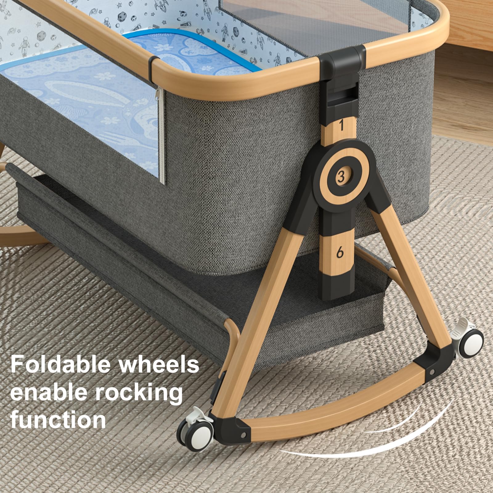 3-in-1 Baby Bassinet Bedside Sleeper with Adjustable Height