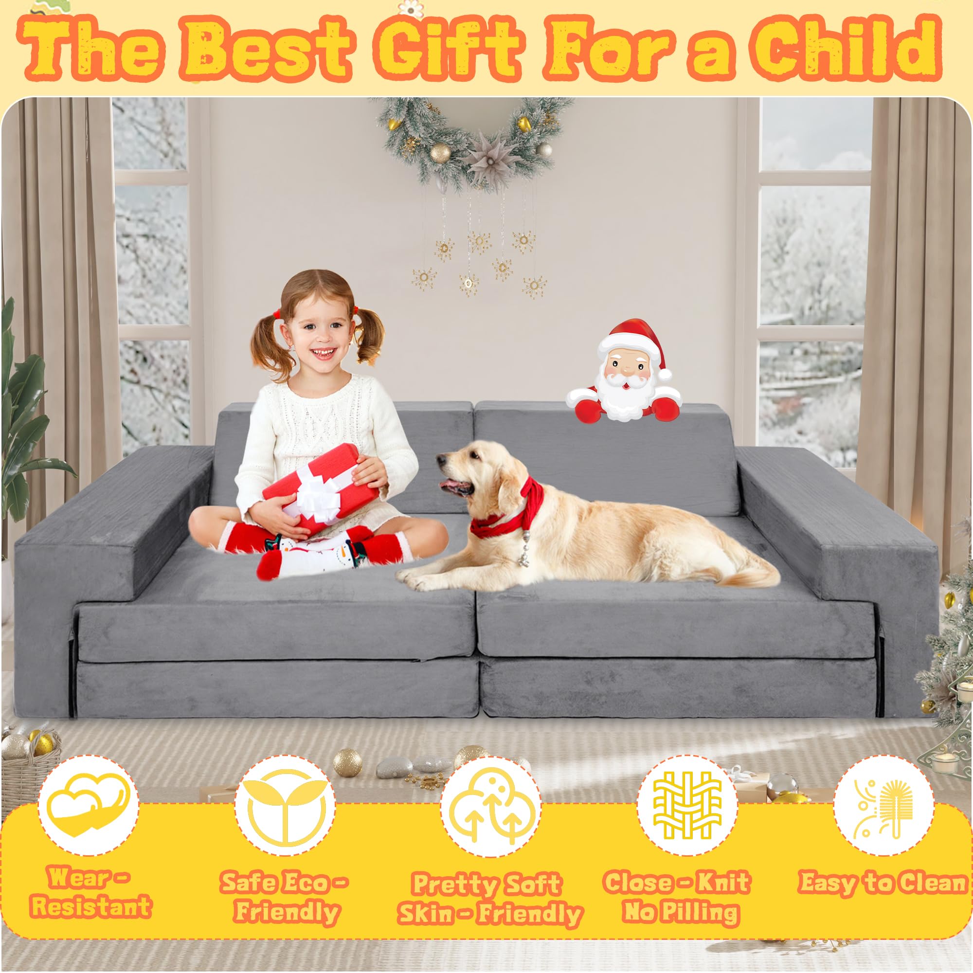 Kids Modular Play Couch Convertible Foam Sofa for Toddlers