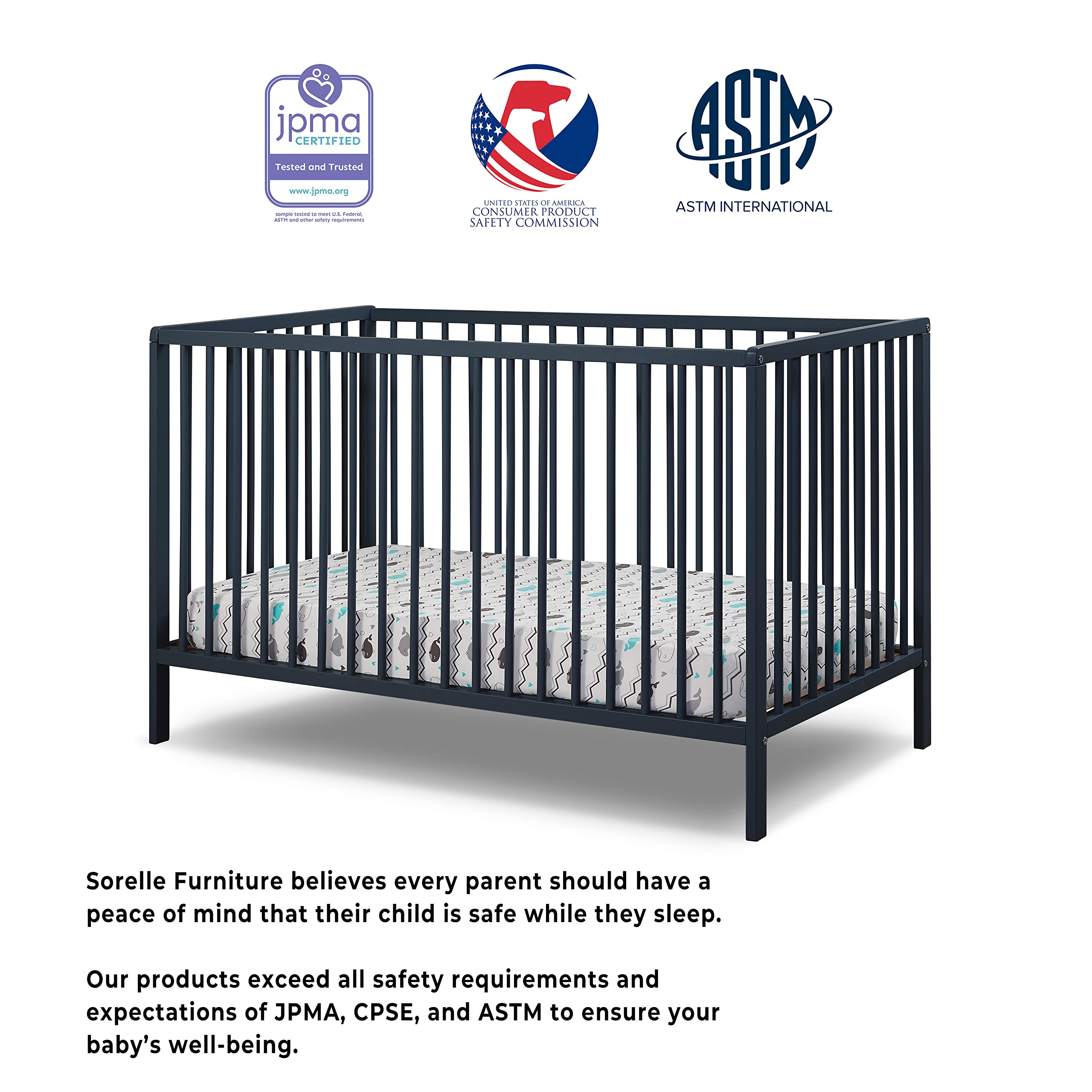 3-in-1 Convertible Crib Beech Wood
