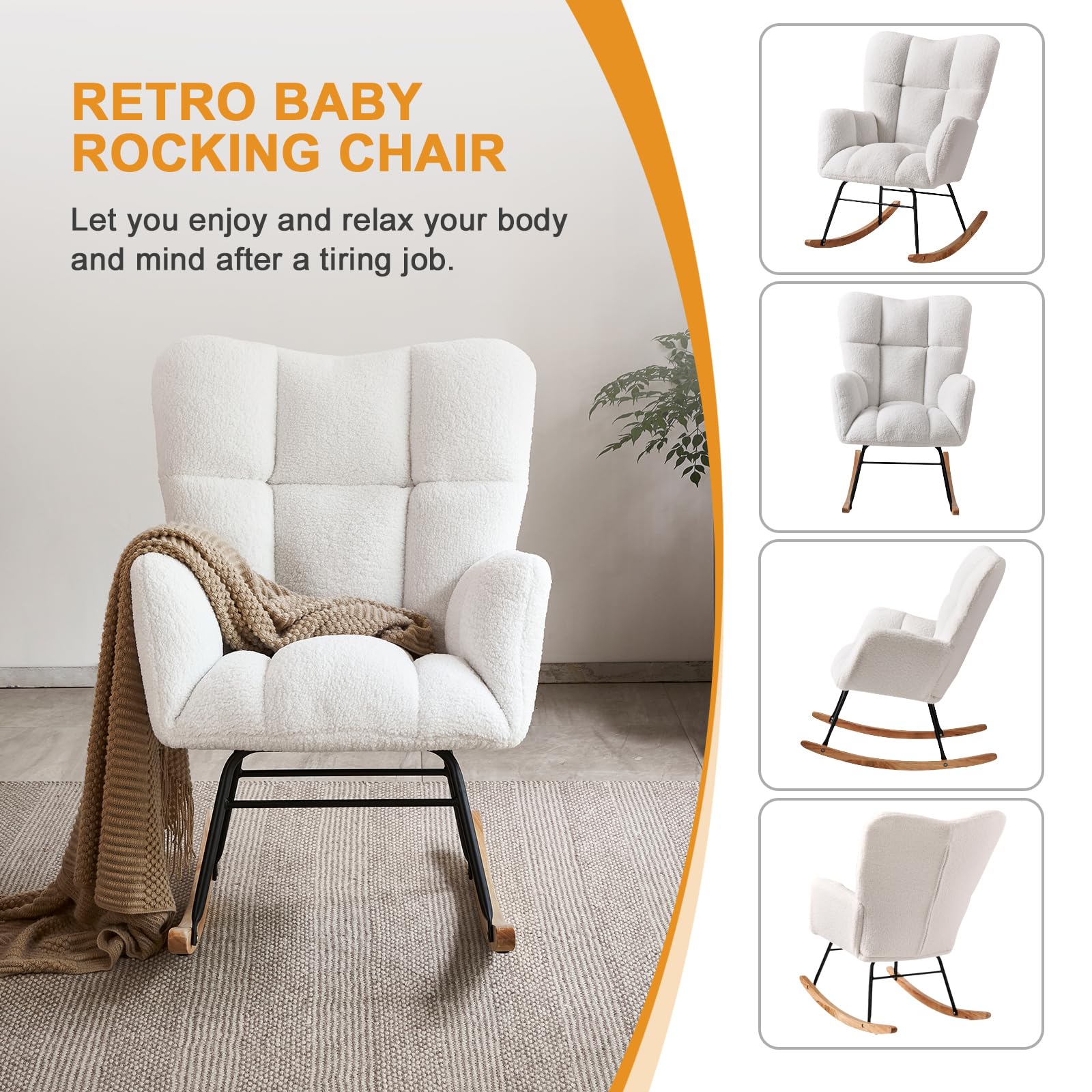 High Back Teddy Nursery Rocking Chair