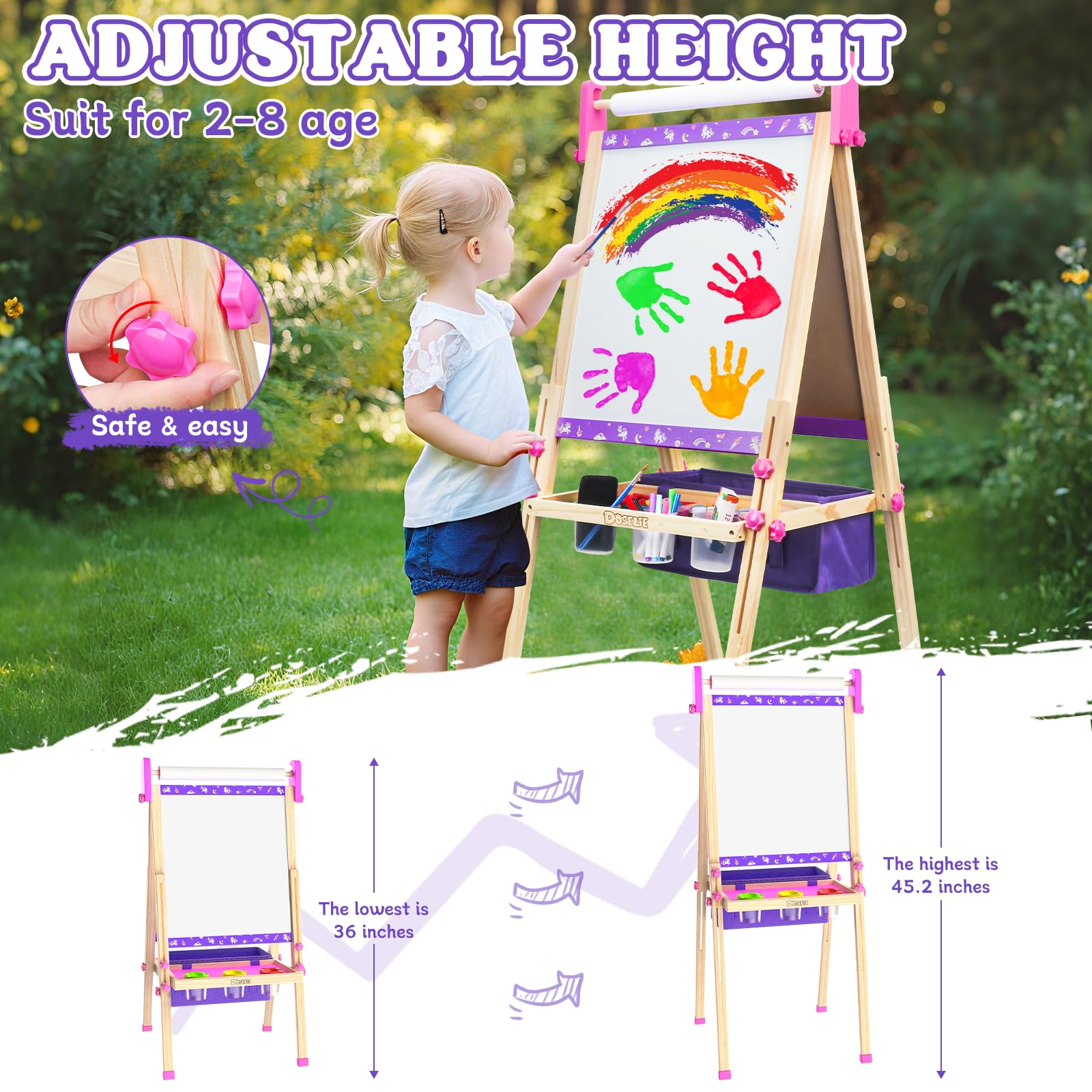 Art Easel for Kids 4-8,Kids Easel with Paper Roll and Art Supplies,Toddler Toys Ages for 5-7,Toddler Drawing Board Learning Eductional Toys for 4 5 6 7 8 Year Old Boy Girls Birthdays Gifts