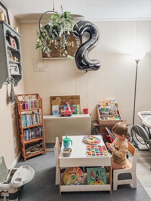 Kids Table and Chair Set,4 in 1 Toddler Desk with Storage Drawer