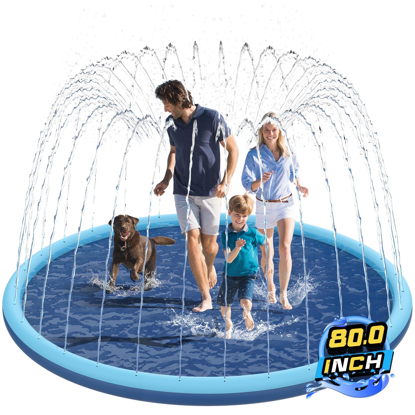Splash Pad for Kids and Dog, 80" Extra Large Baby Play Mat