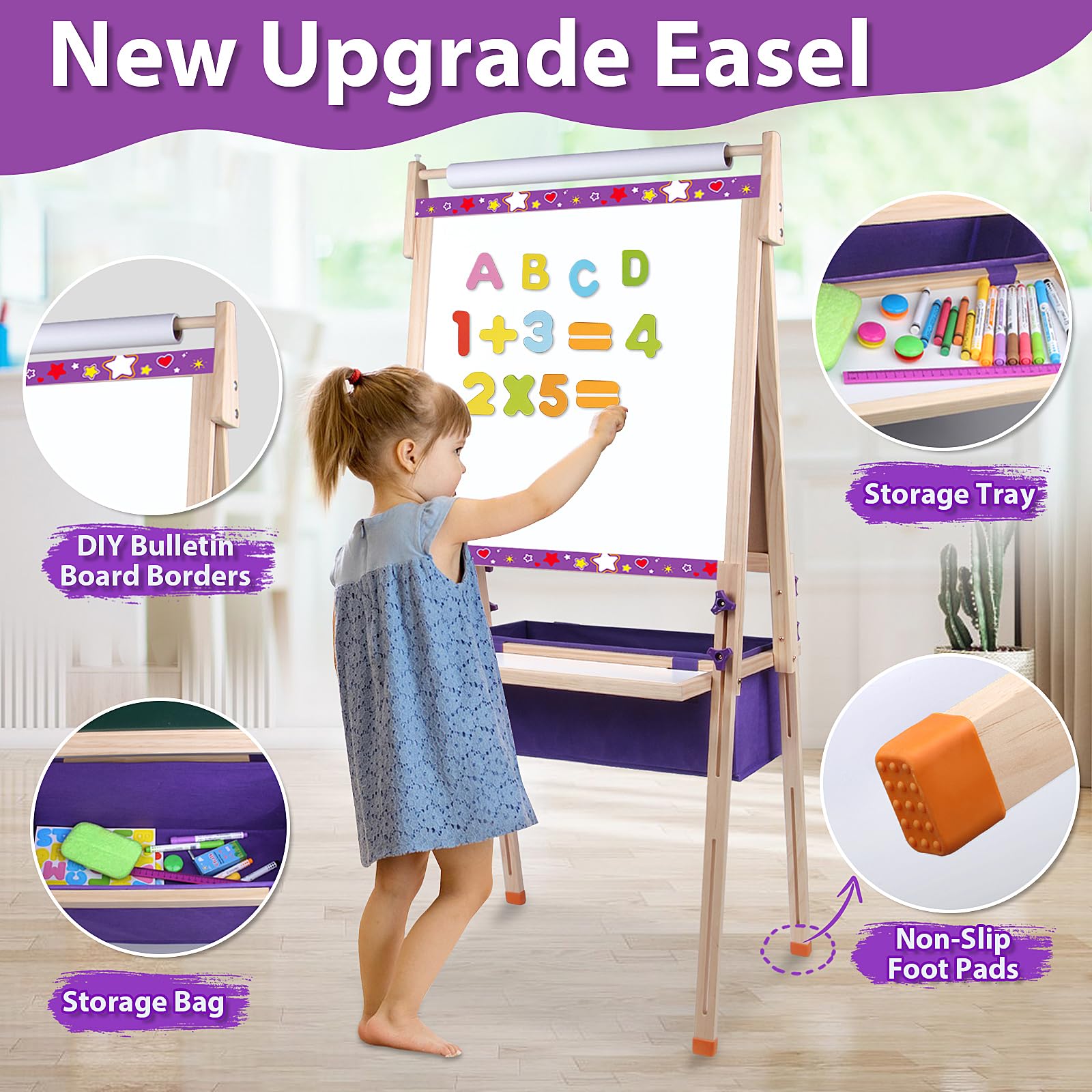 Adjustable Double-Sided Art Easel for Kids