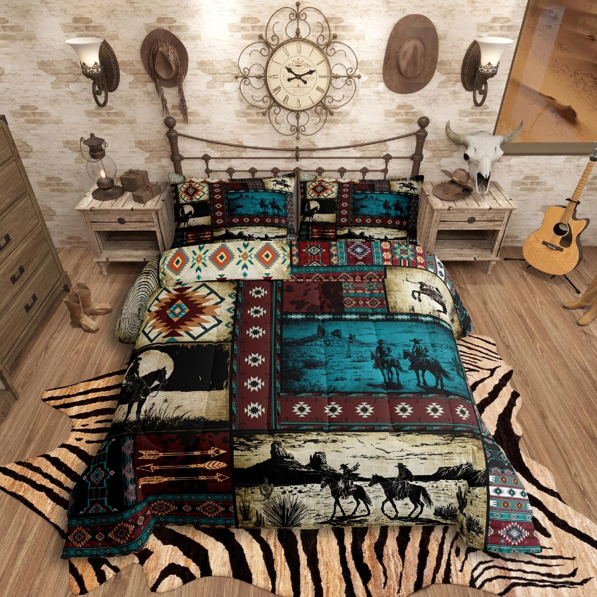10 Pcs Cowboy Comforter Set King Size & Bed in a Bag King Size