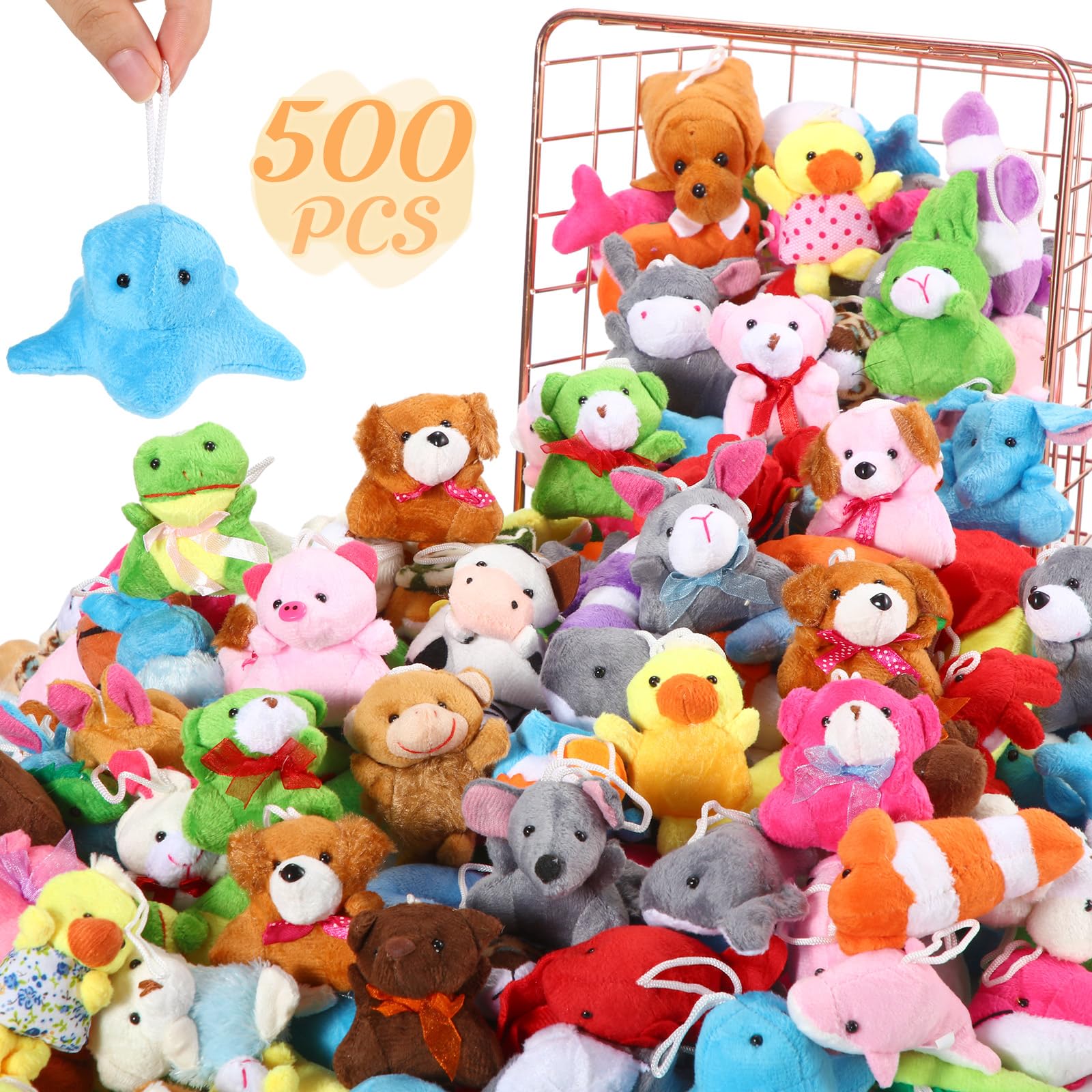 500 Pcs Mini Stuffed Animals Toys Bulk Mini Animal Plush Toy Assortment Set Tiny Small