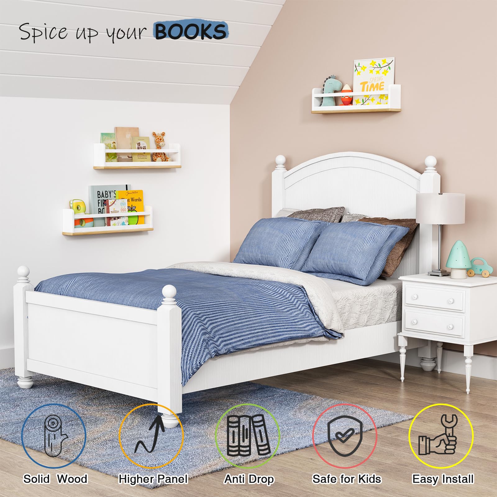 Floating Nursery Book Shelves for Wall 24 Inch