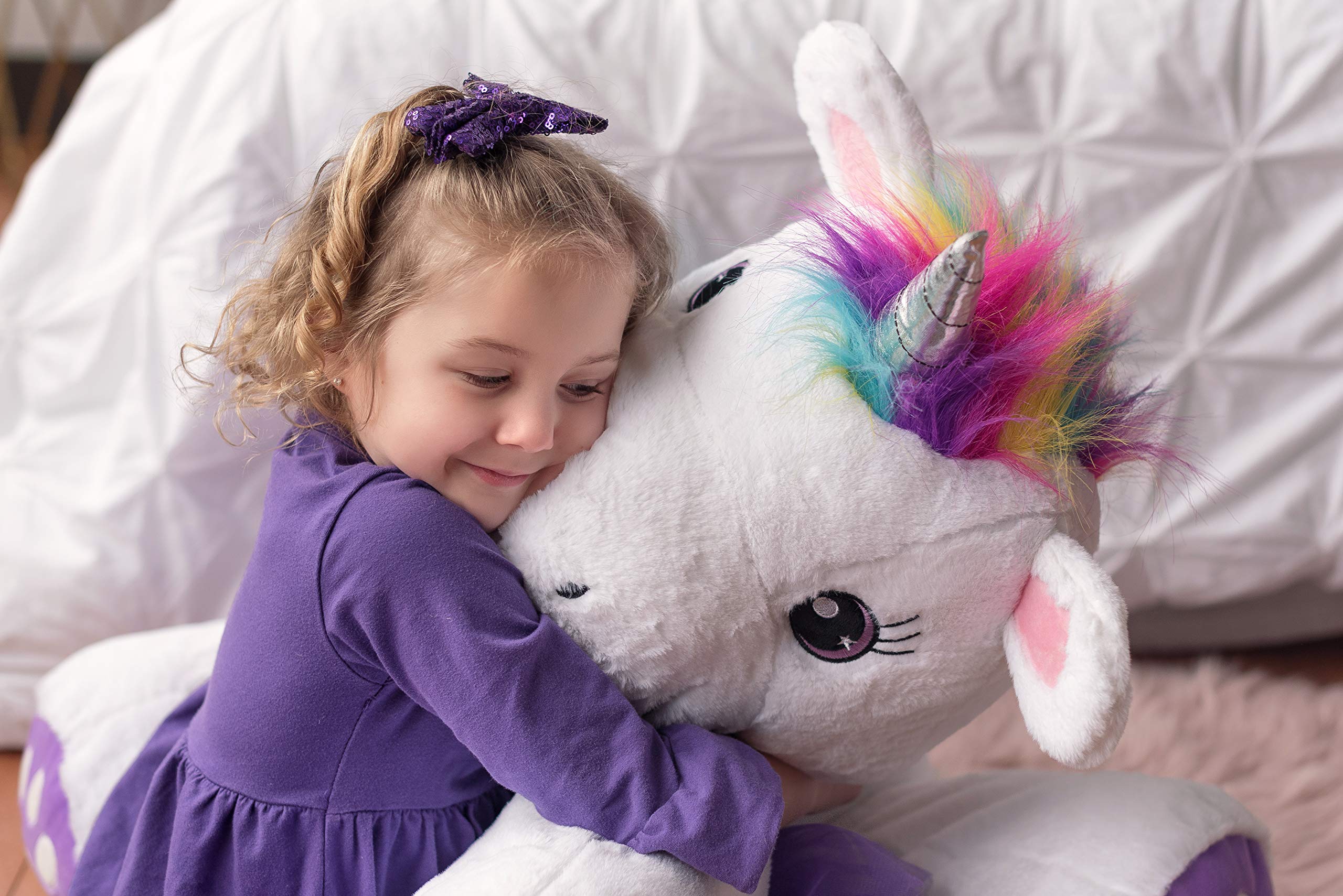 Plushible Poppy The Unicorn Stuffed Animal, 44" Plush Unicorn Toy for Girls & Boys