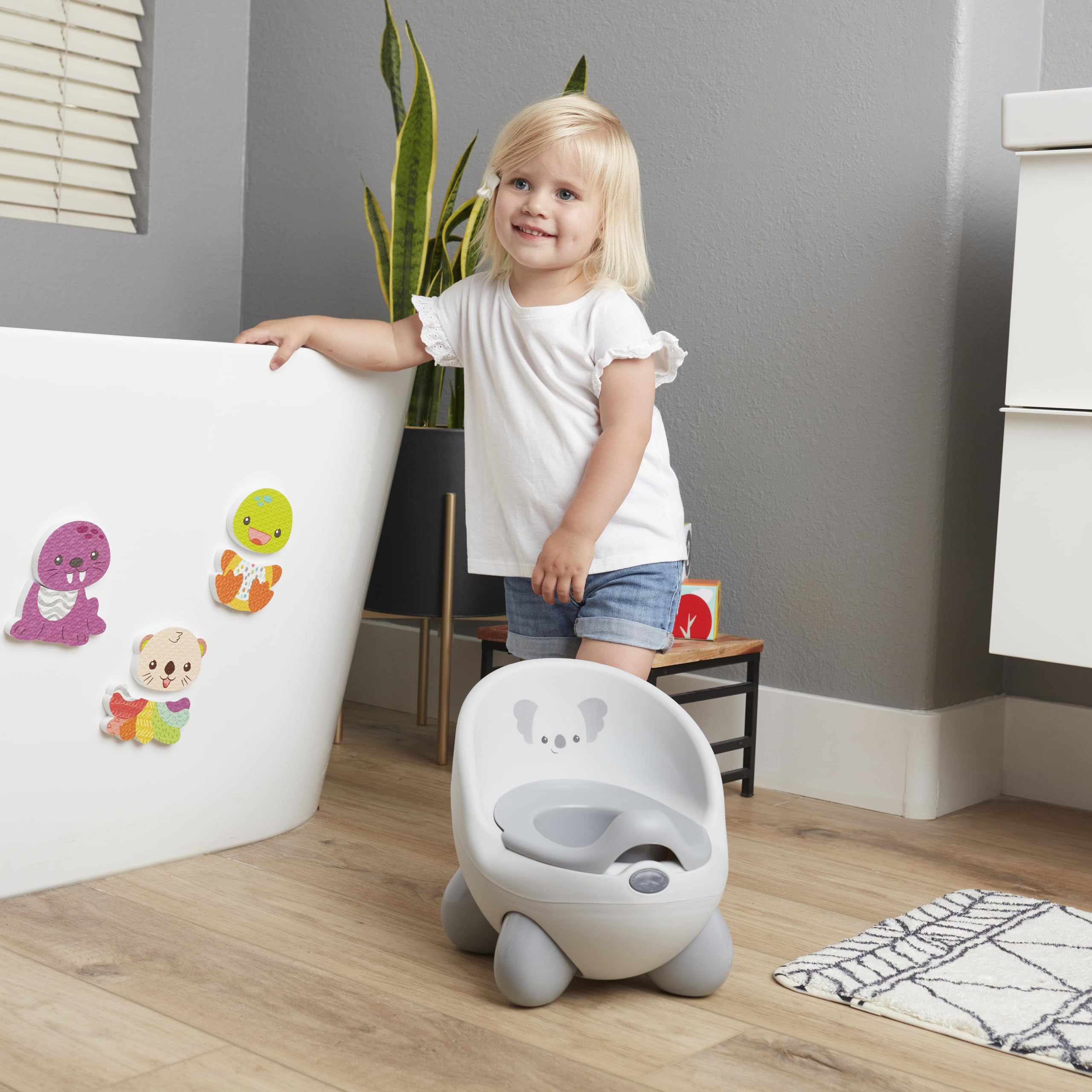 Infantino Potty Pals Potty Seat - Potty Training Toilet, Removable Bowl with Splashguard, Slip Resistant Feet, Gray Koala