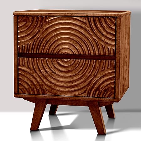 Acacia Harmony Solid Wood 2-Drawer Nightstand – Mid Century