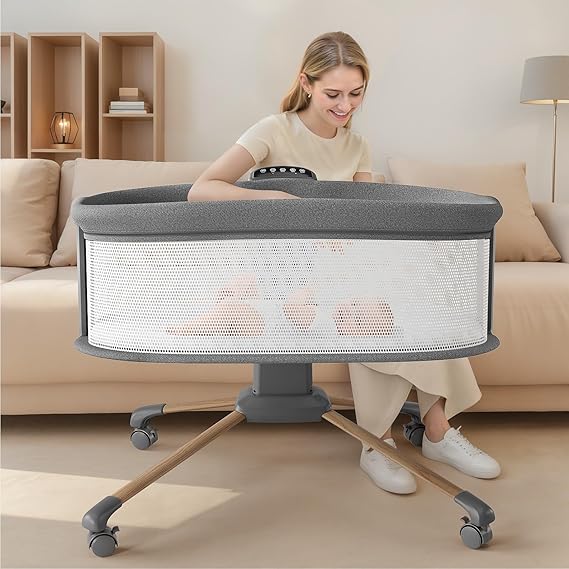 Soothing Baby Bassinet with 5 Rocking Speeds, 3 Timer Modes