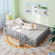 Full Size Floor Bed with High Guardrails and Door