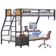 Bunk Bed Twin Over Twin,Bunk beds with 4 Fabric Drawers & 4 Shelves