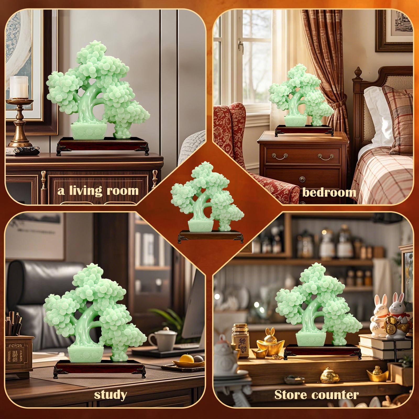 Resin Money Tree Feng Shui Bonsai Decor