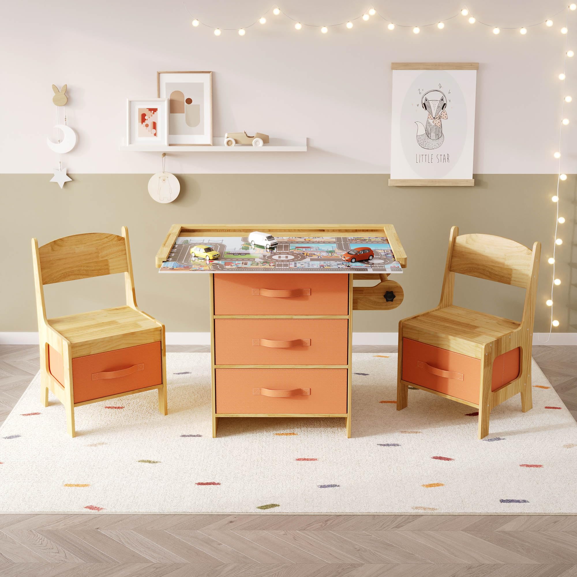 3-in-1 Kids Table and Chair Set with Storage