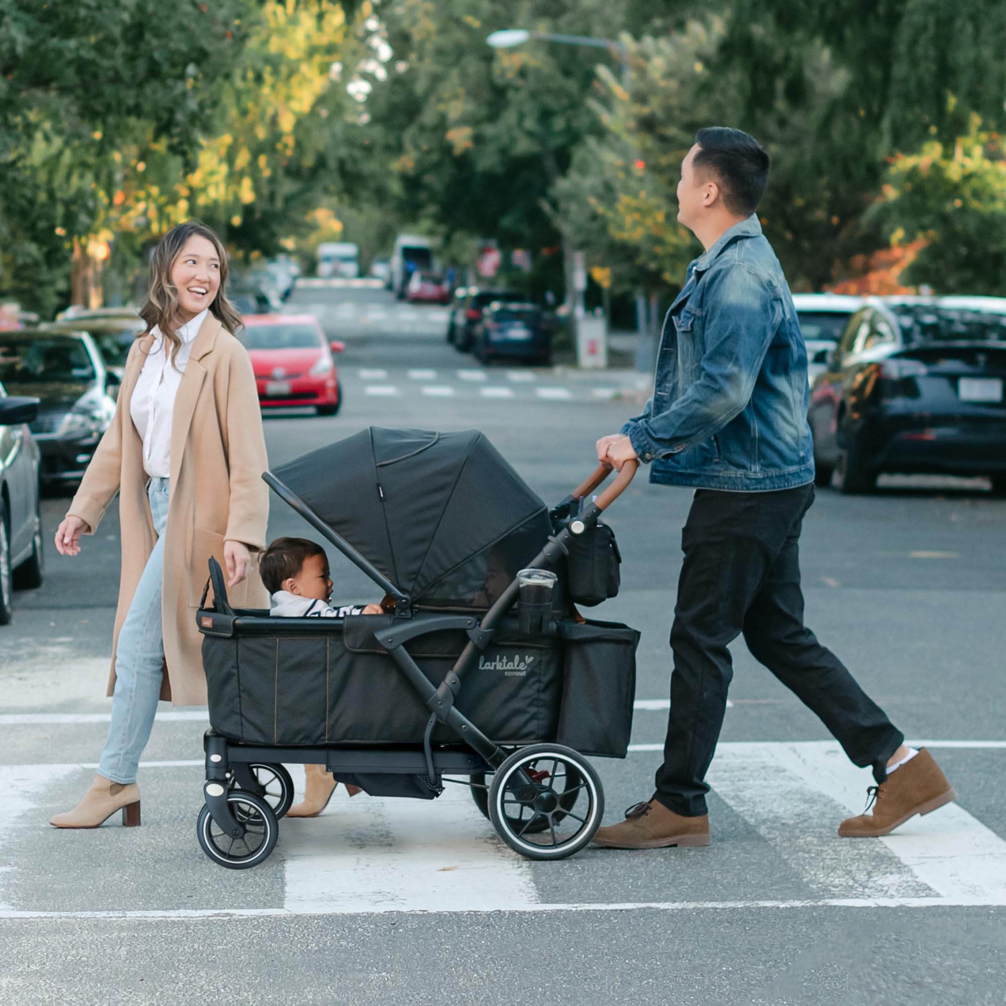 Adjustable Stroller, 2 Seater Kids Wagon, 120 Pound Capacity, Sprout V2, Black